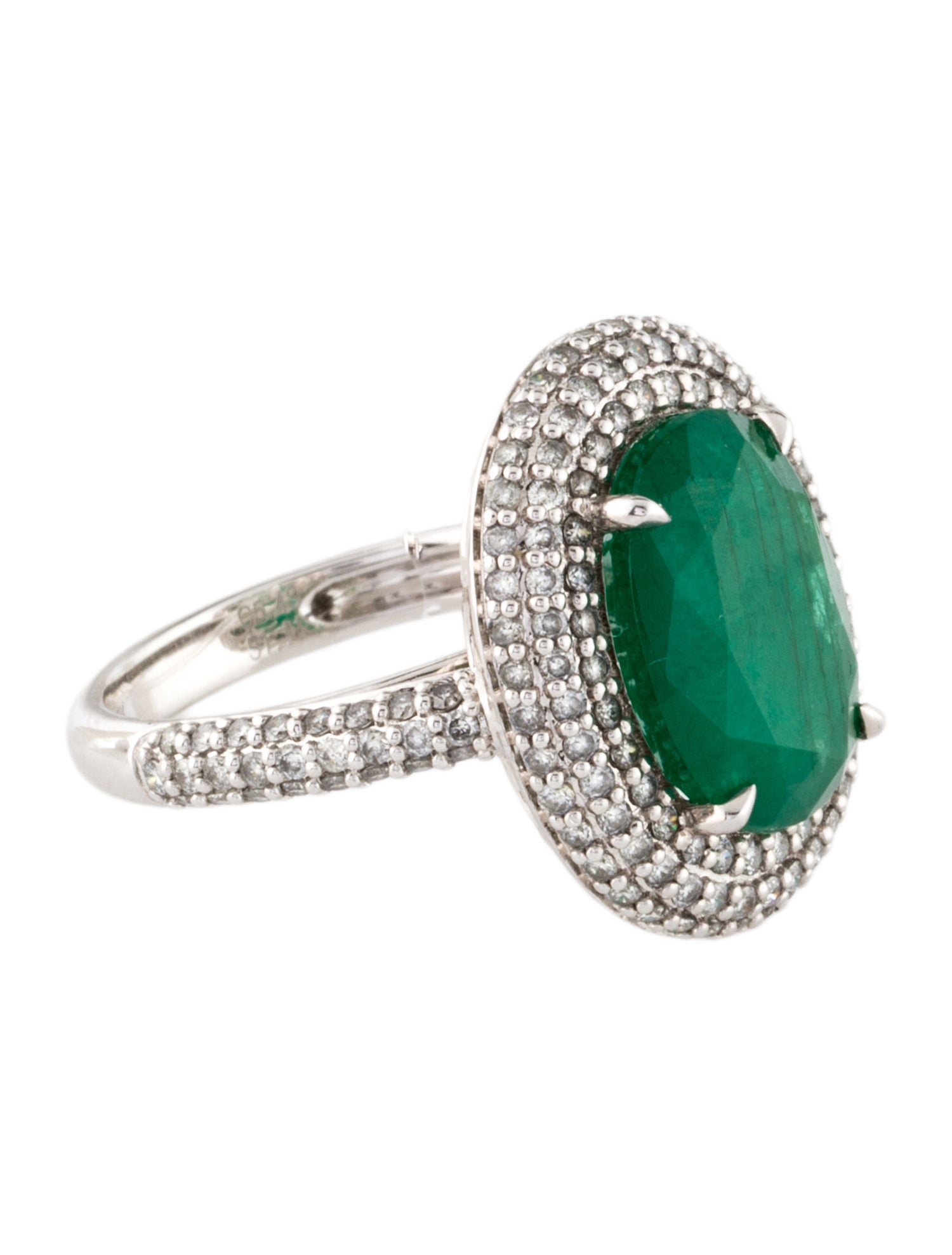 Ring 18K 5.43ct Emerald & Diamond Cocktail Ring
