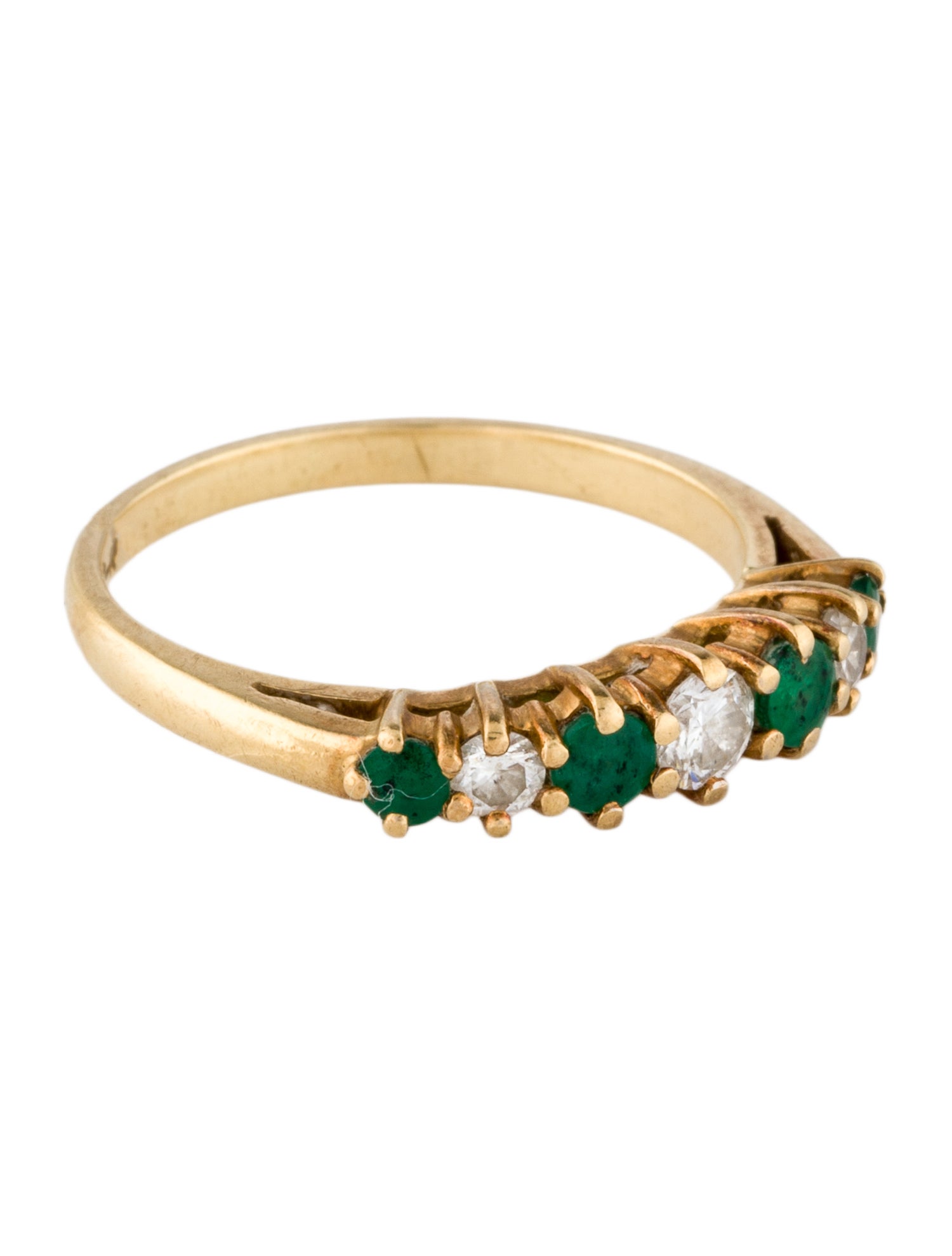 Ring 18K Emerald & Diamond Wedding Band