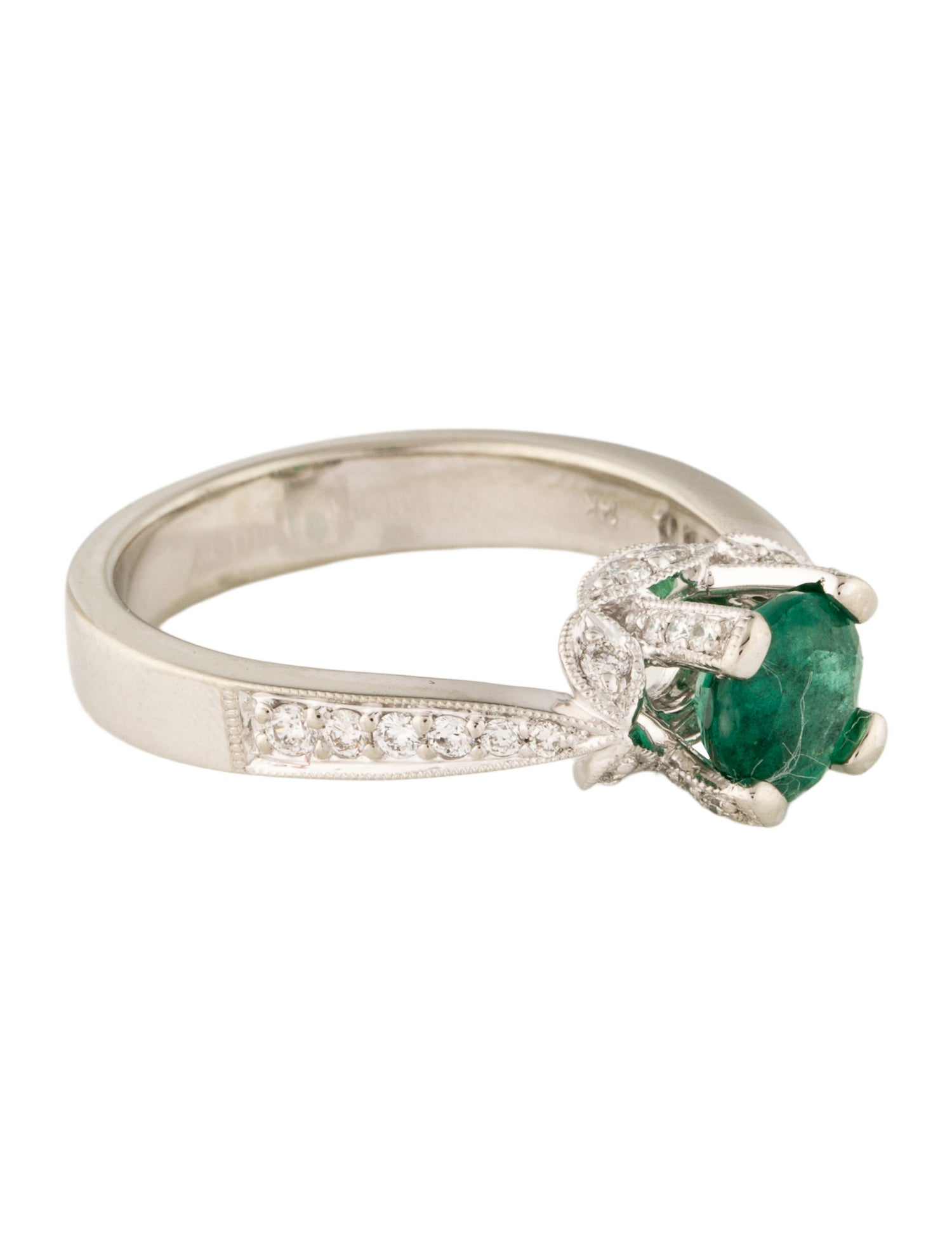 Ring 14K Emerald & Diamond Cocktail Ring