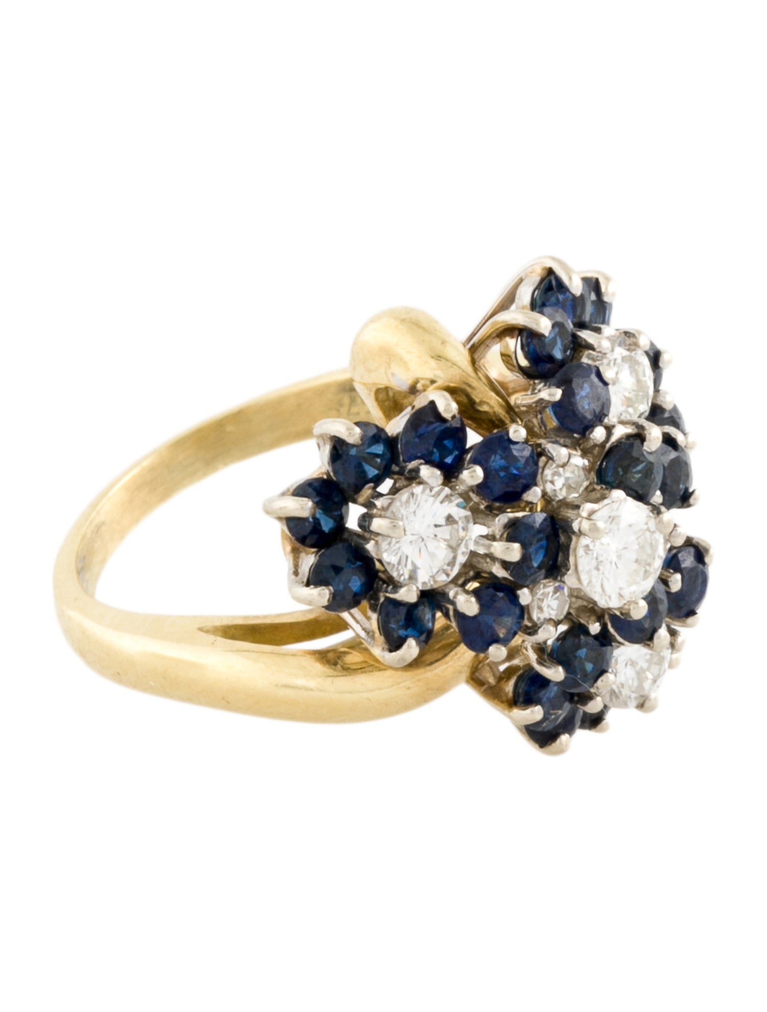 Ring Sapphire & Diamond Cluster Cocktail