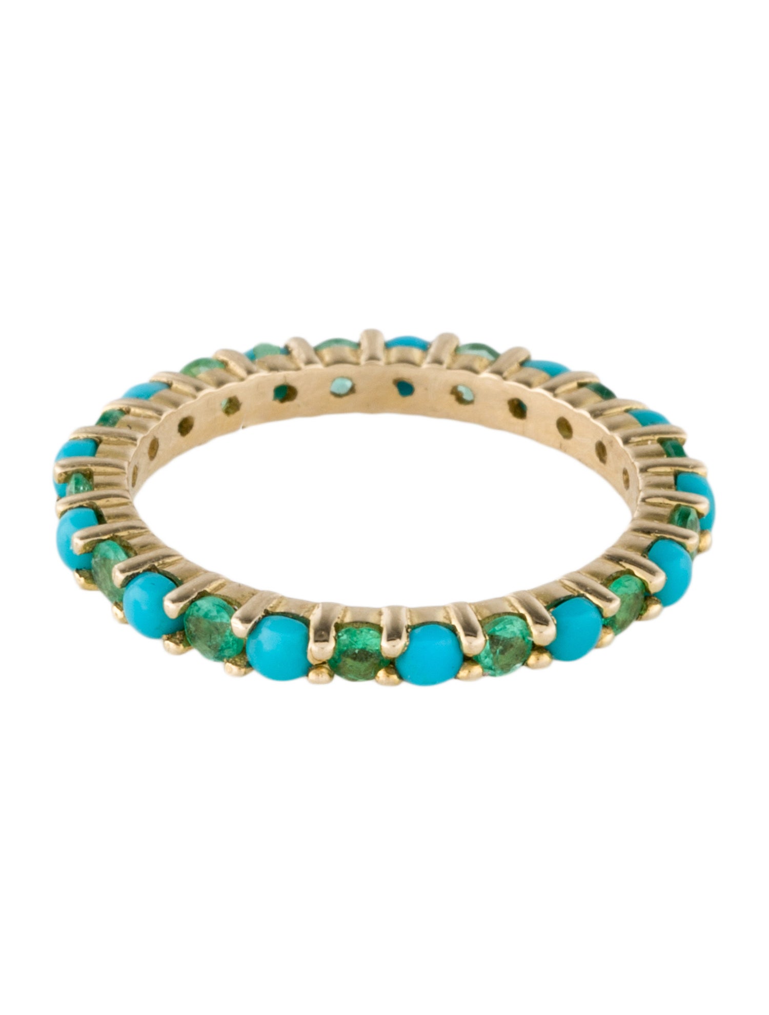 Ring 14K Emerald & Turquoise Band