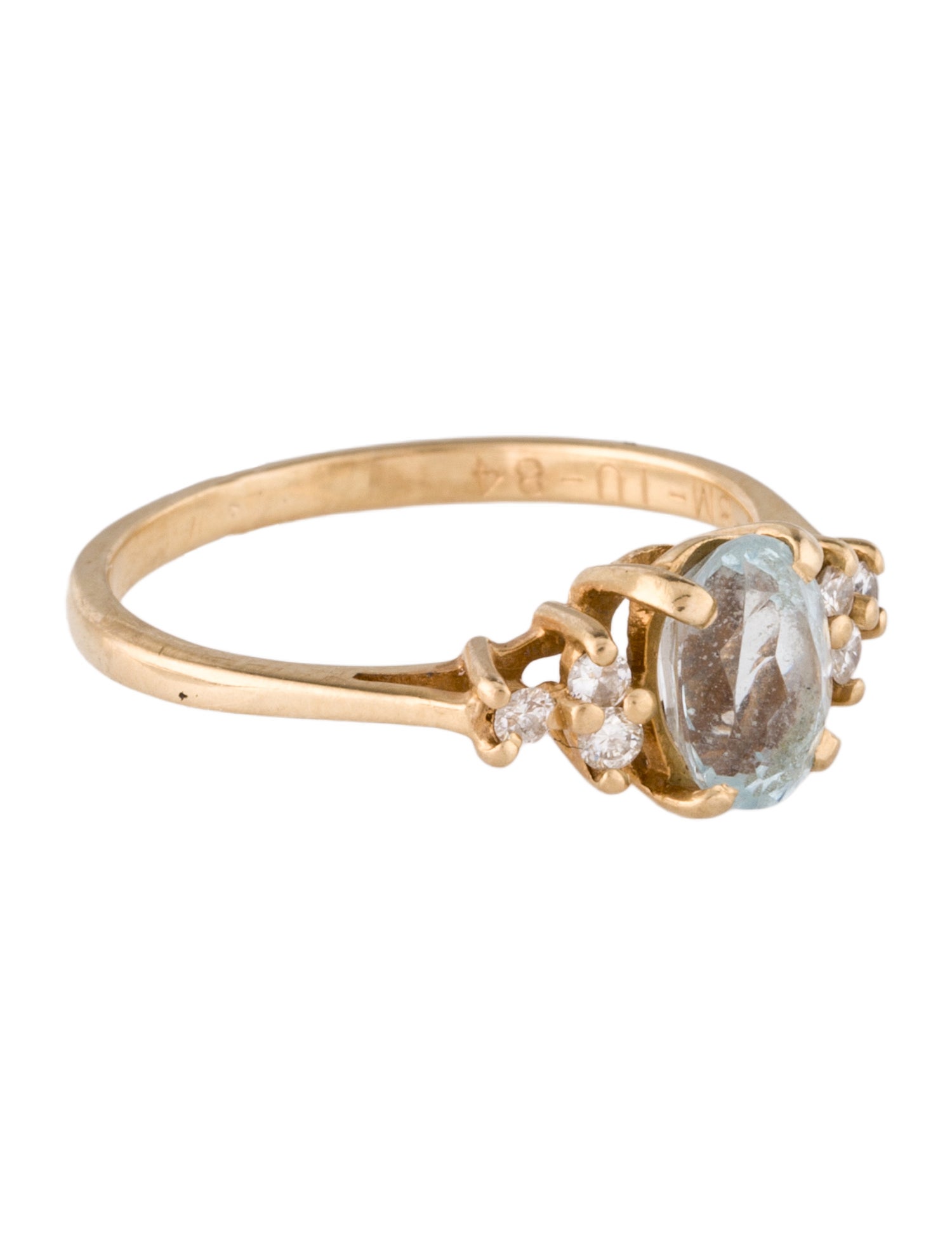Ring 14K Aquamarine & Diamond Cocktail