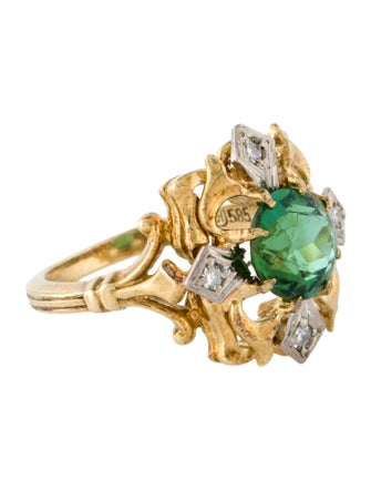 Ring 14K 1.60ct Tourmaline & Diamond Cocktail Ring