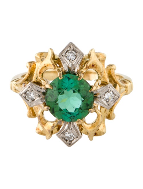 Ring 14K 1.60ct Tourmaline & Diamond Cocktail Ring