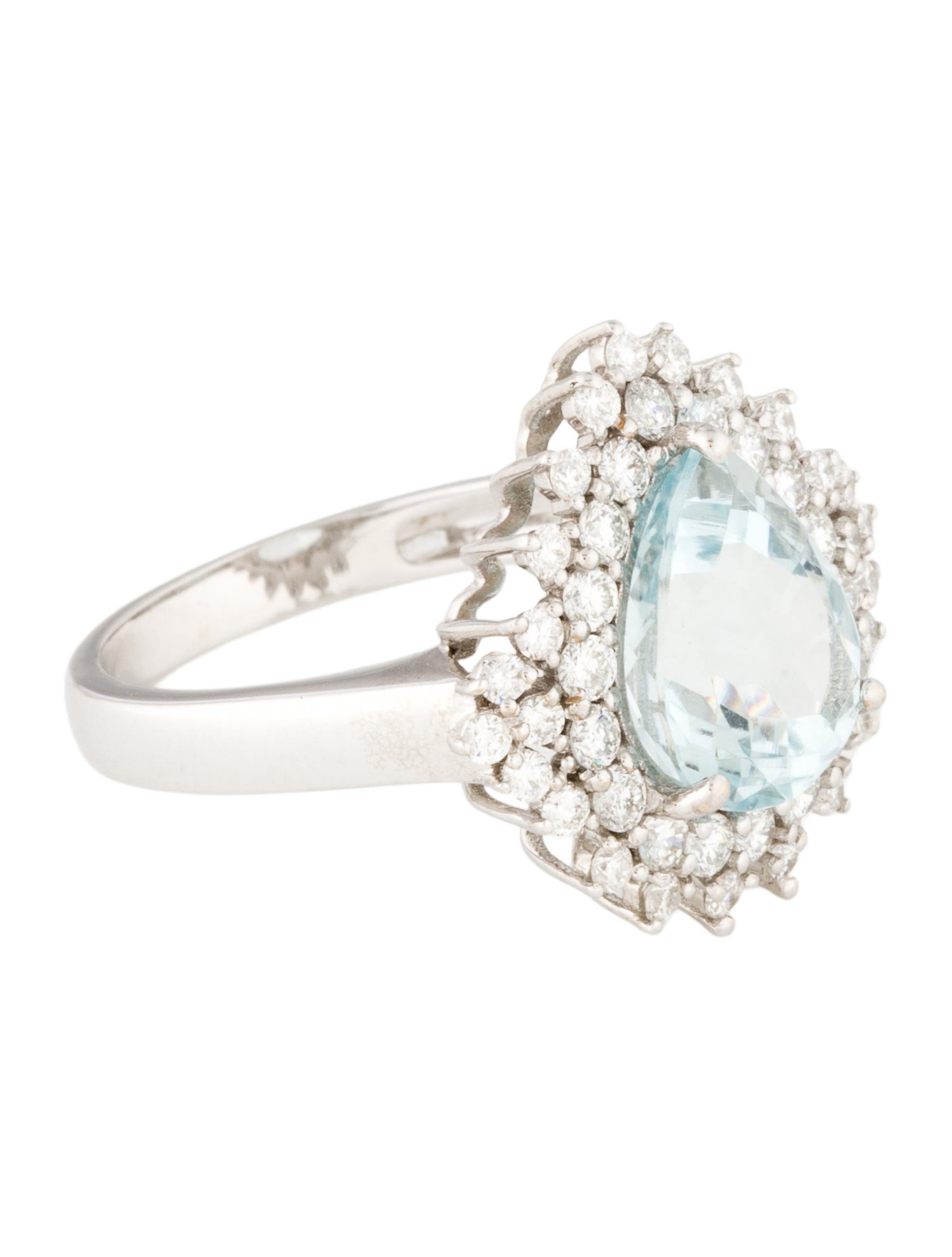 Ring 14K 2.86ct Aquamarine & Diamond Cocktail Ring