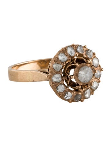 Ring Cocktail 14K Vintage Diamond 6.5