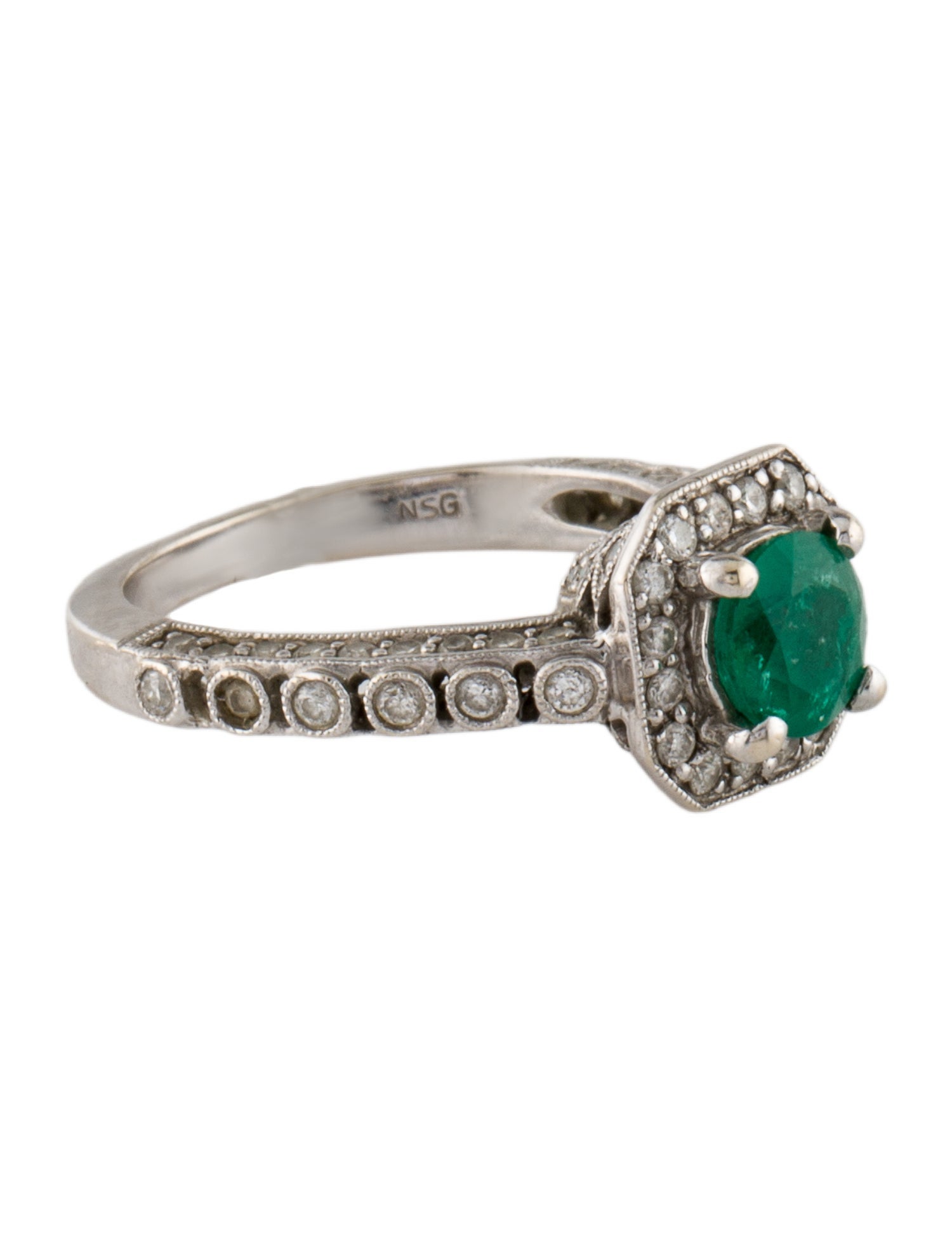 Ring 14K Emerald & Diamond Cocktail Ring
