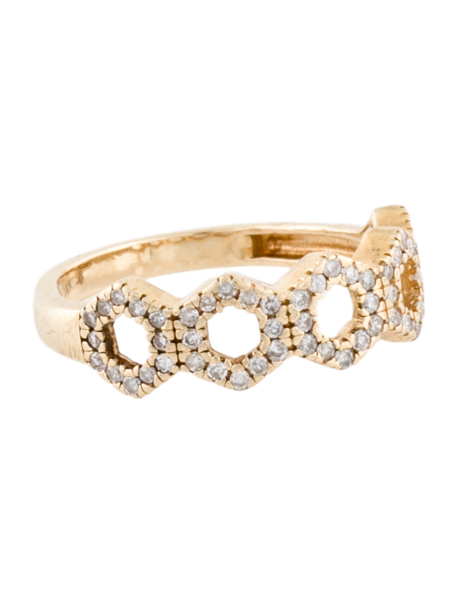Ring 14K Diamond Hexagon Band Ring