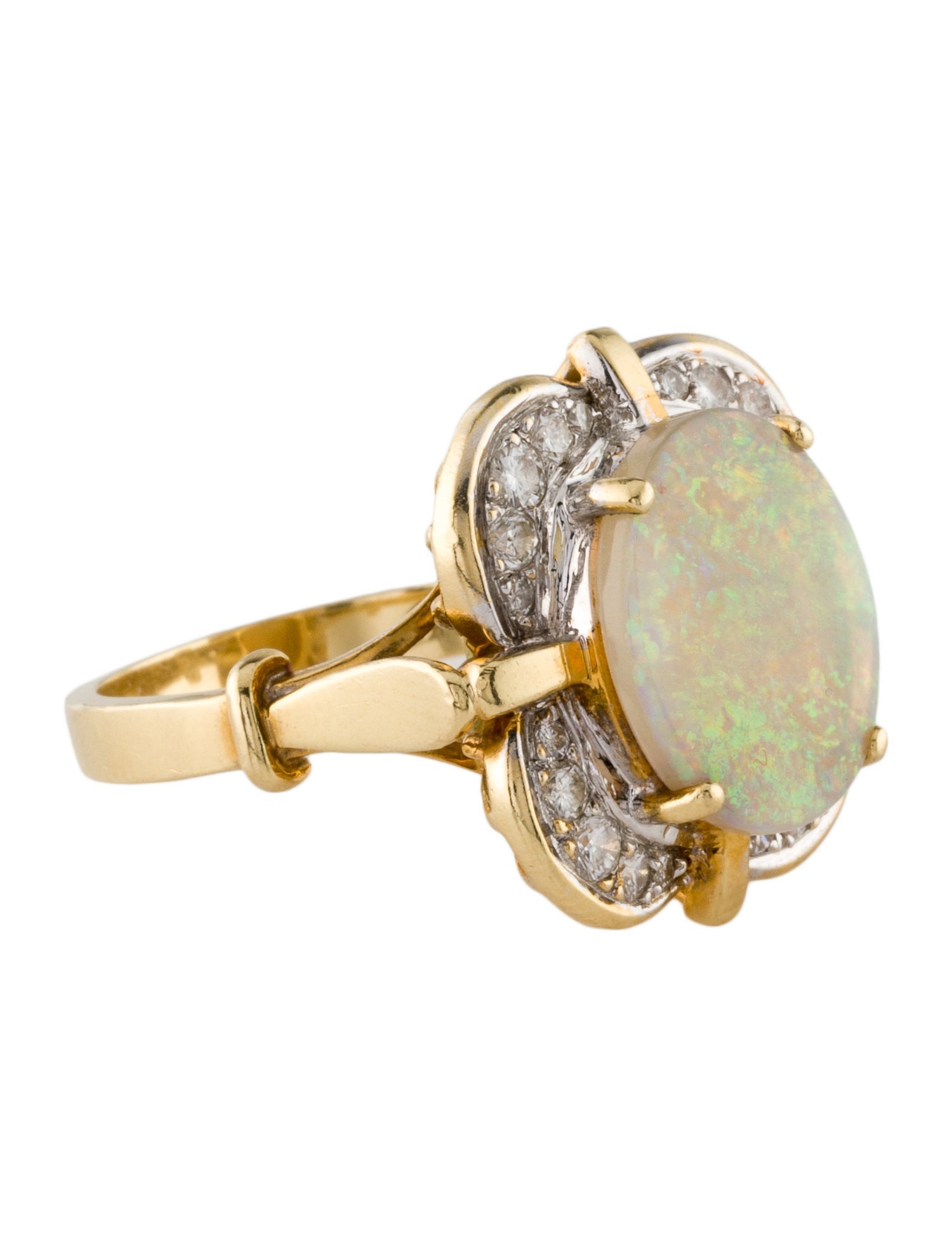 Ring 18K Opal & Diamond Cocktail Ring