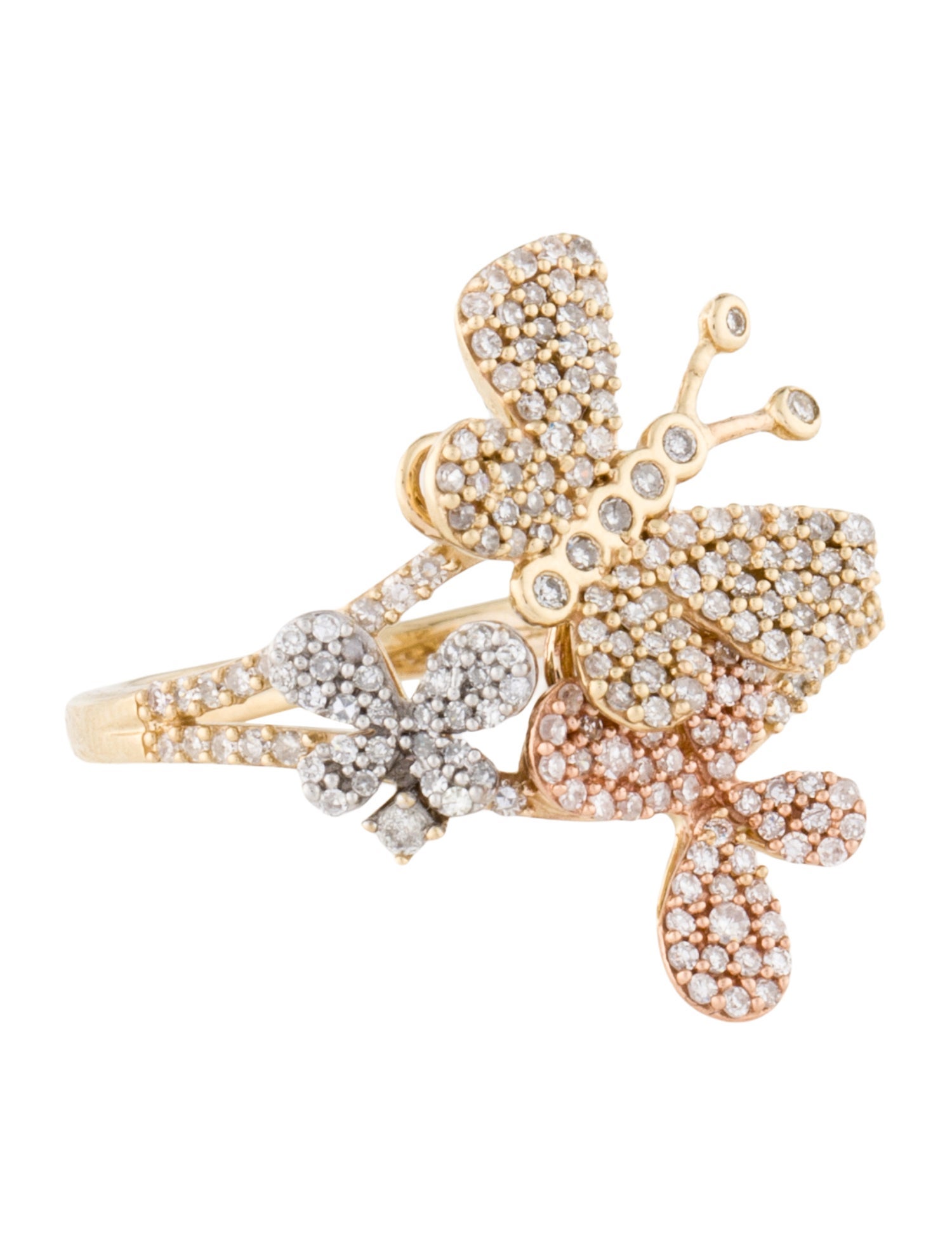 Ring 14K Diamond Butterfly Cocktail Ring