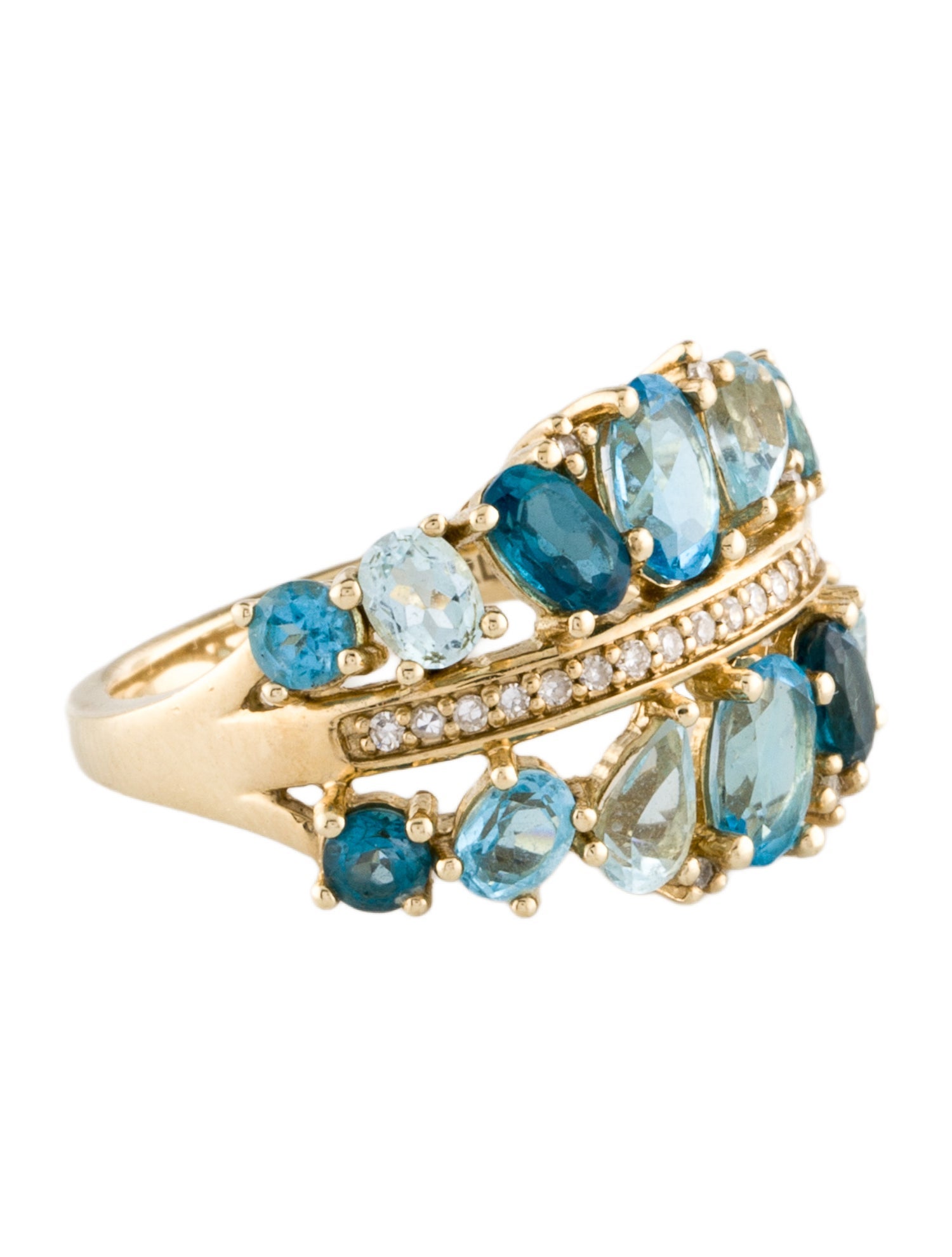 Ring 10K Topaz & Diamond Cocktail Ring
