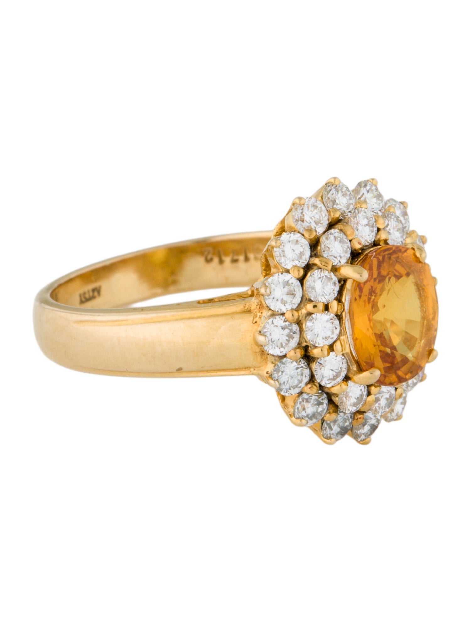 Ring 18K 1.62ct Orange Sapphire & Diamond Cocktail Ring