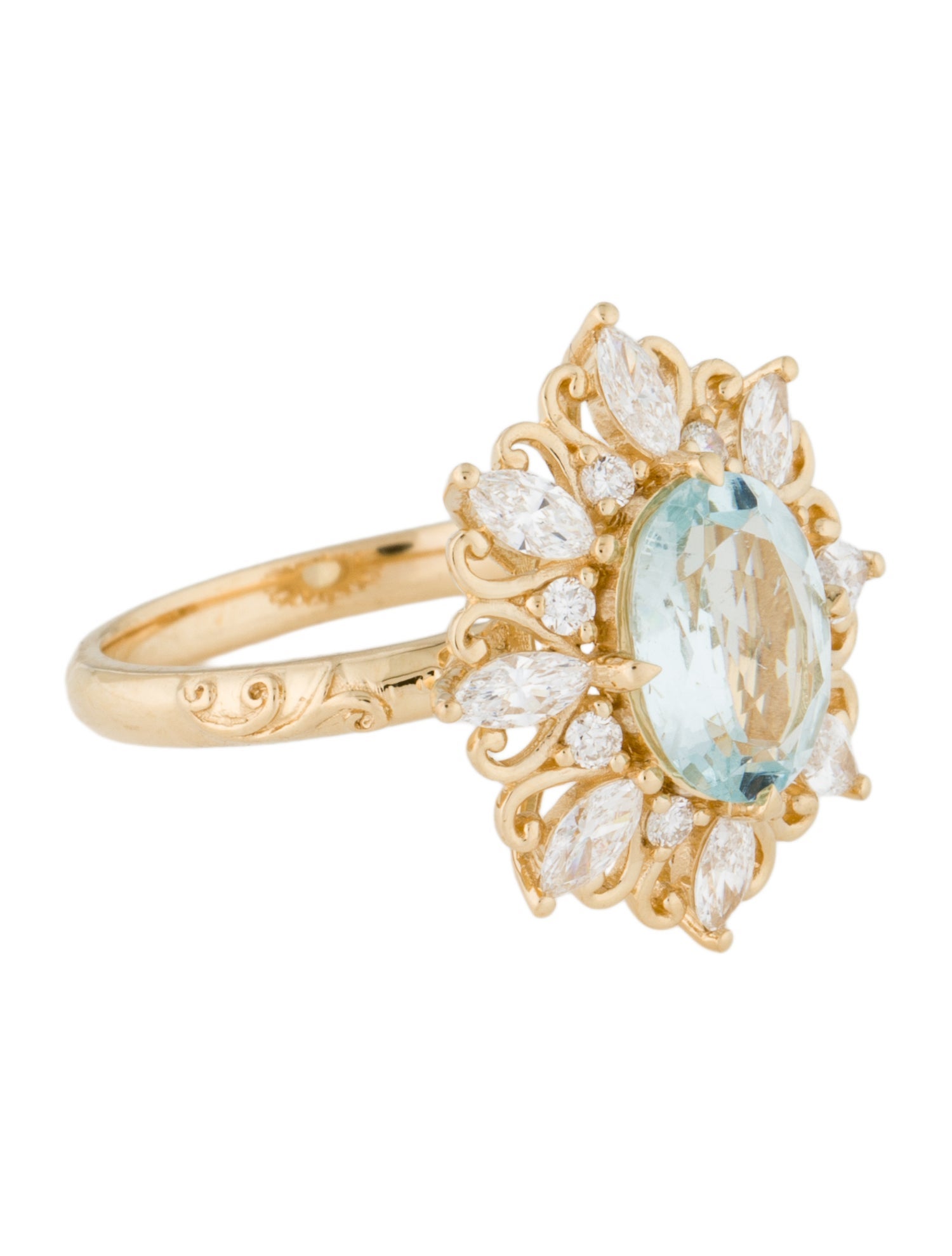 Ring 18K 1.08ct Aquamarine & Lab-Grown Diamond Cocktail Ring