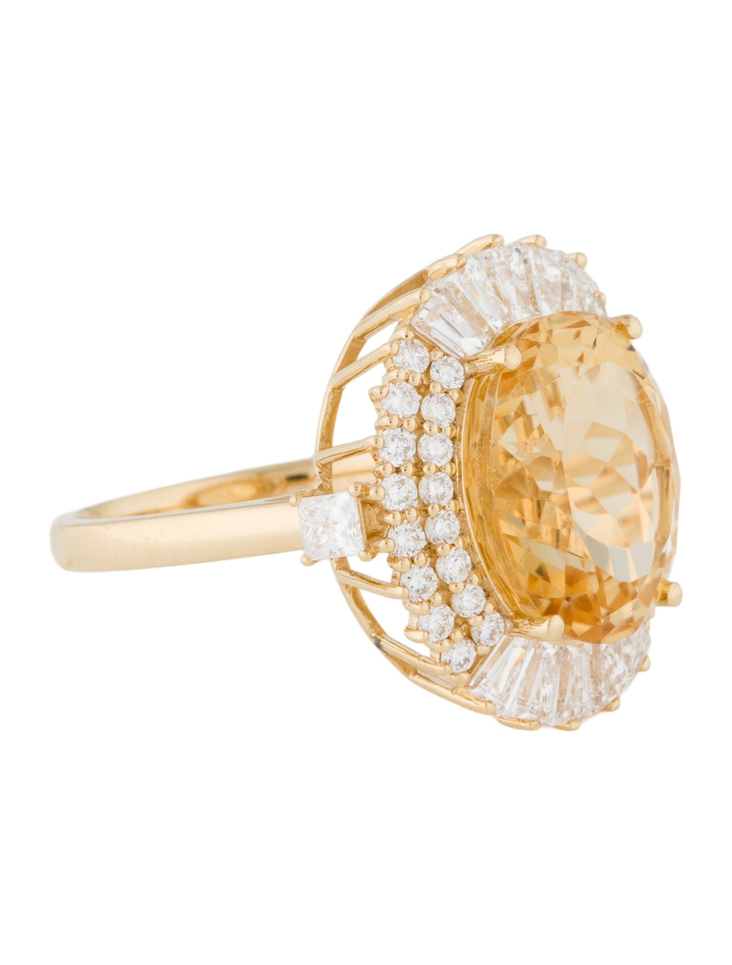 Ring 18K 6.89ct Citrine & Lab-Grown Diamond Cocktail Ring