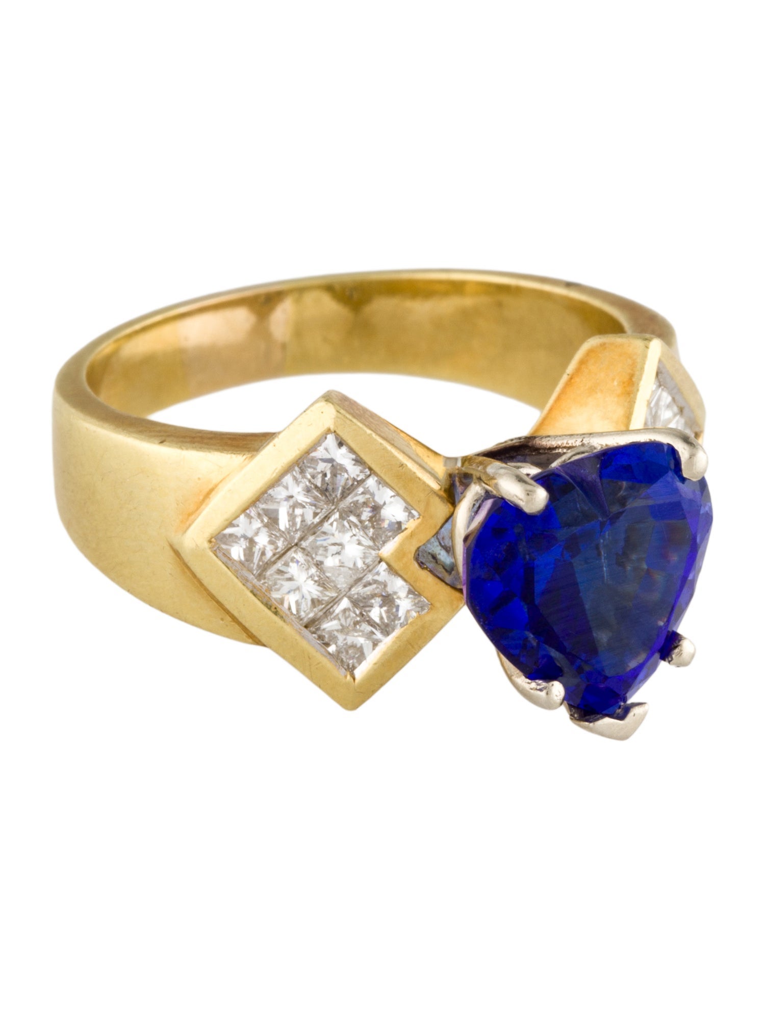 Ring 14K Tanzanite & Diamond Heart Cocktail Ring