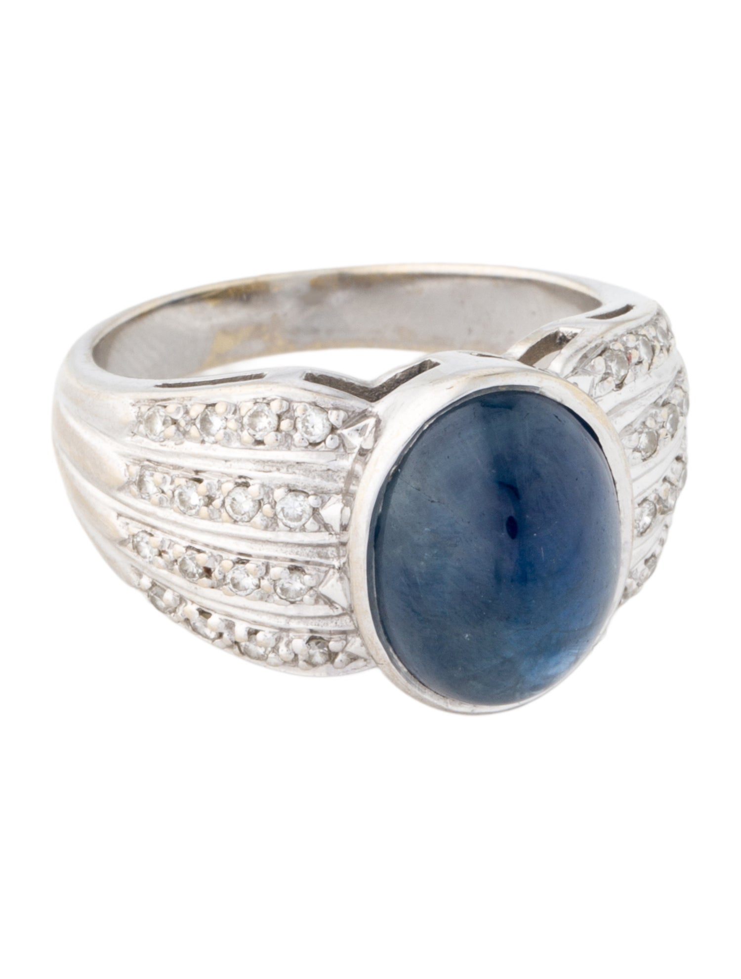 Ring 18K 8.62ct Sapphire & Diamond Cocktail