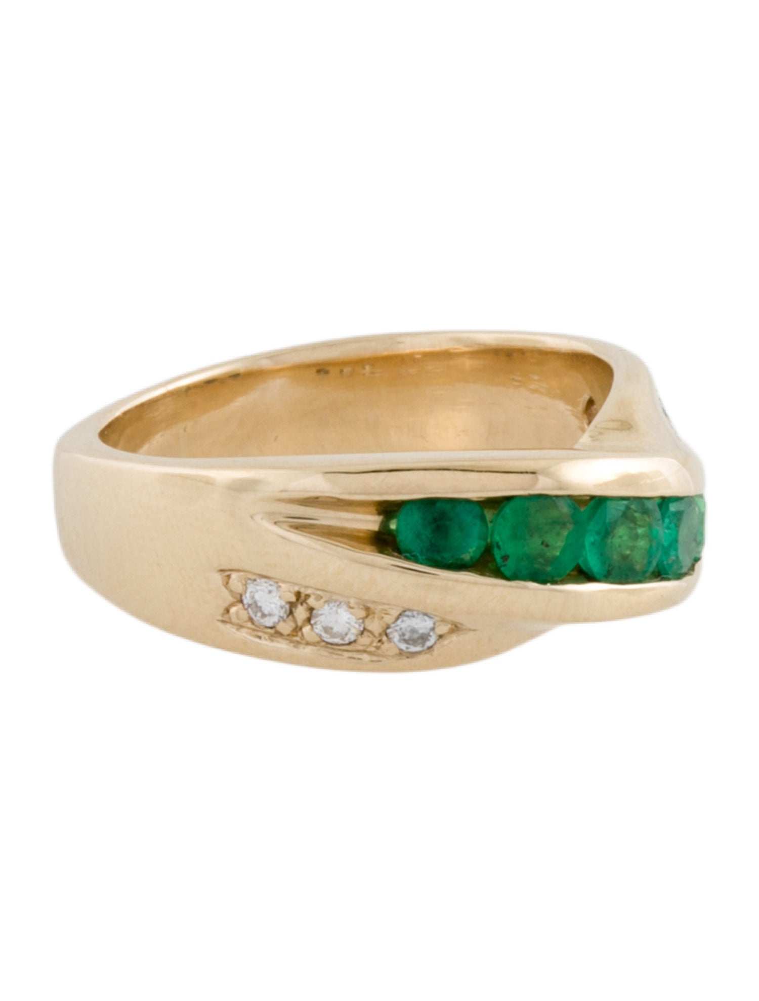 Ring 14K Emerald & Diamond Band