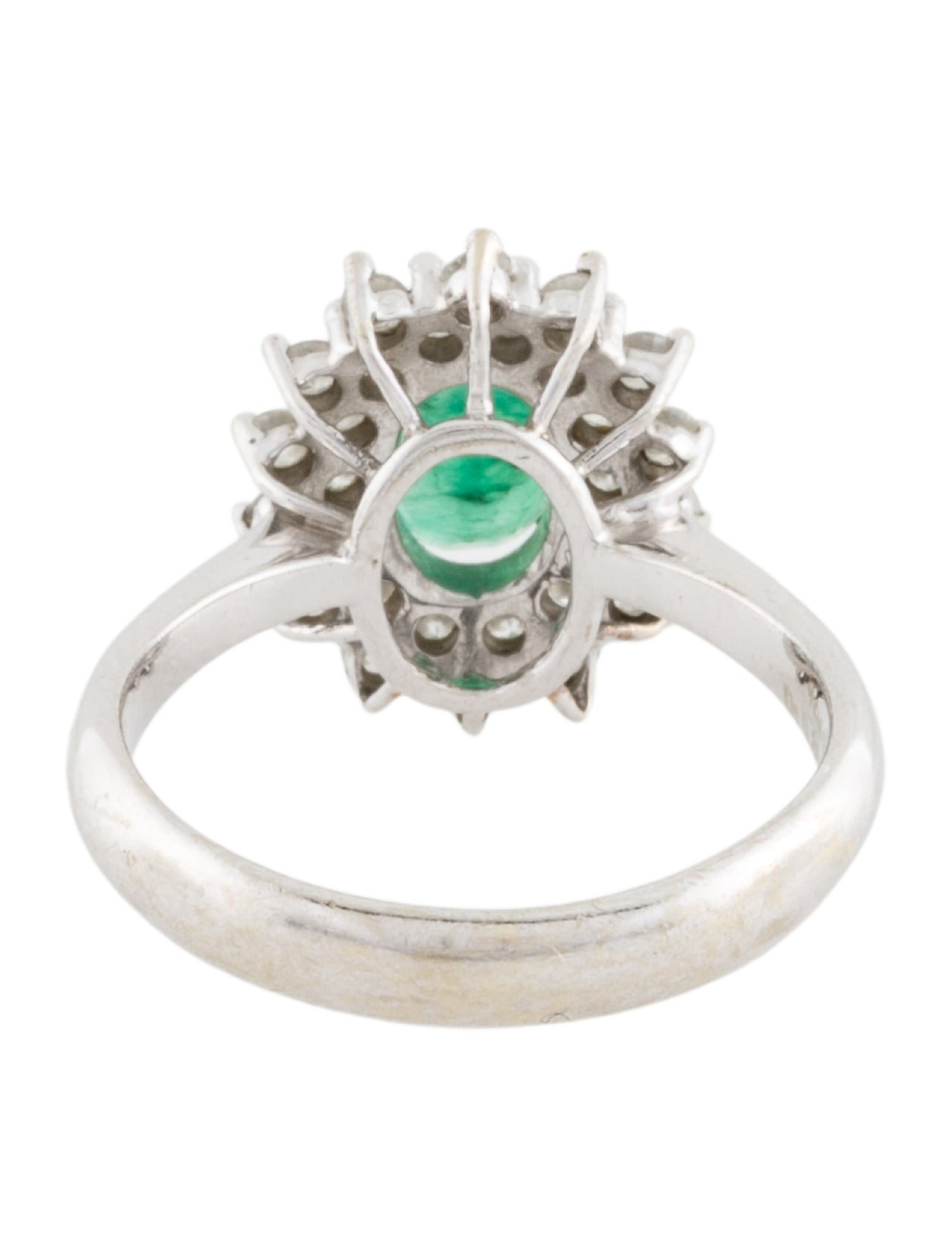 Ring 14K Emerald & Diamond Halo Cocktail Ring