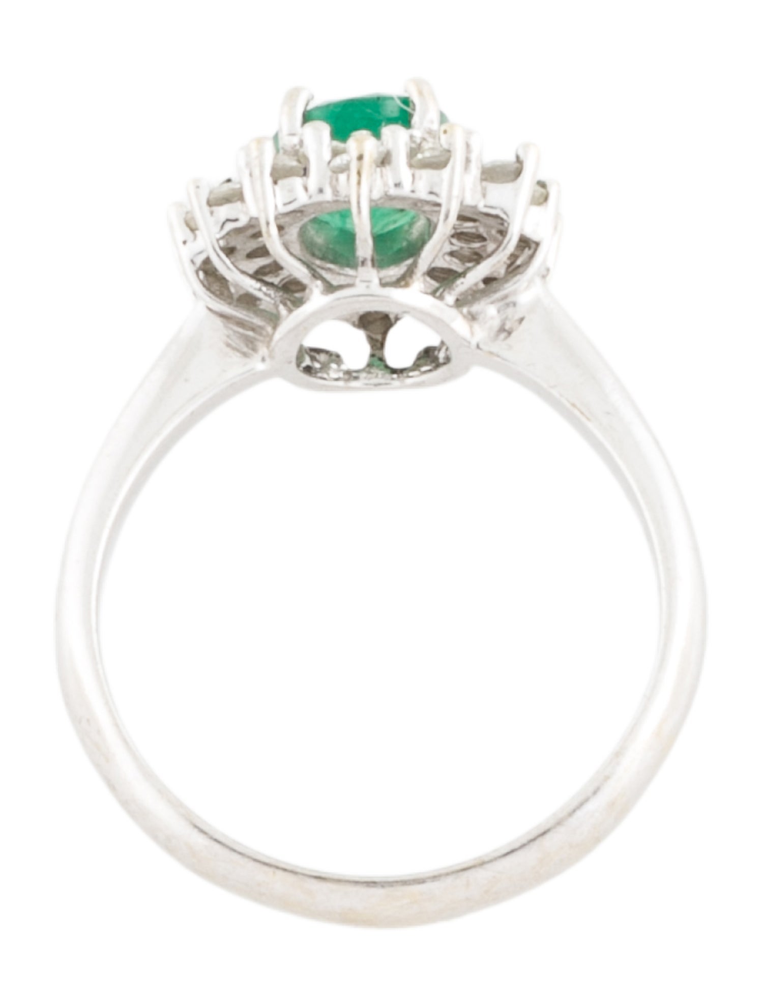 Ring 14K Emerald & Diamond Halo Cocktail Ring
