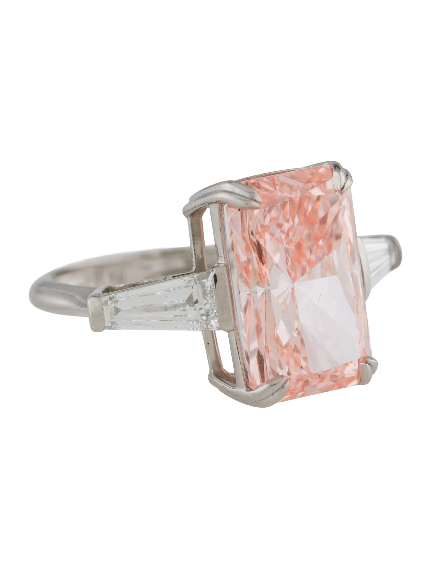 Ring Platinum 6.94ct Pink Lab-Grown Diamond Engagement Ring