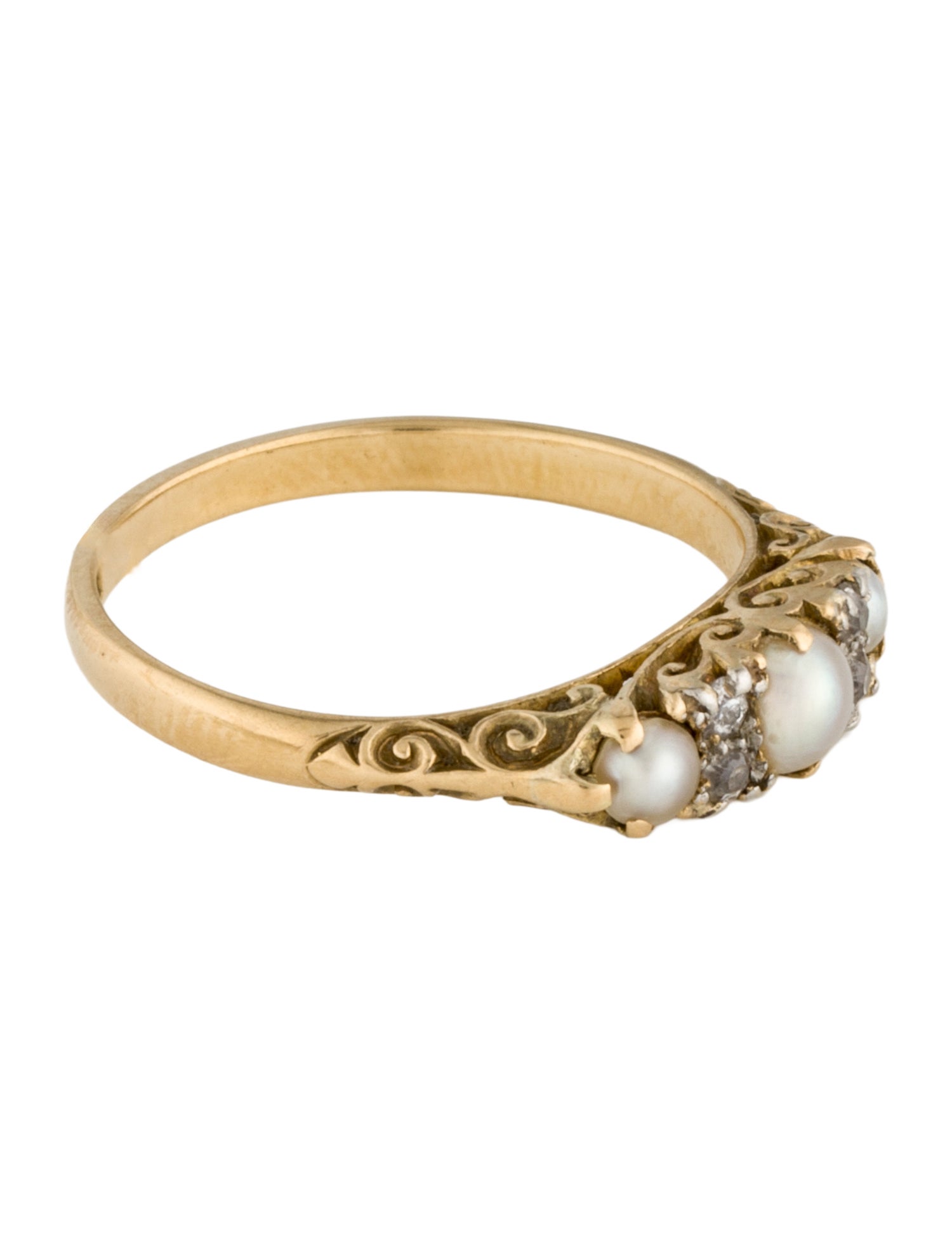 Ring 18K Pearl & Diamond Band