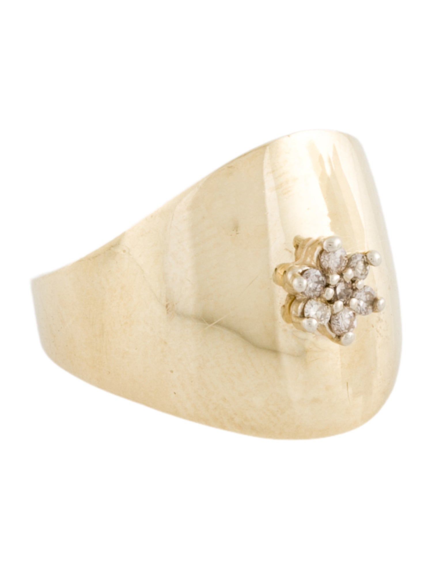 Ring 14K Diamond Flower Wide Ring