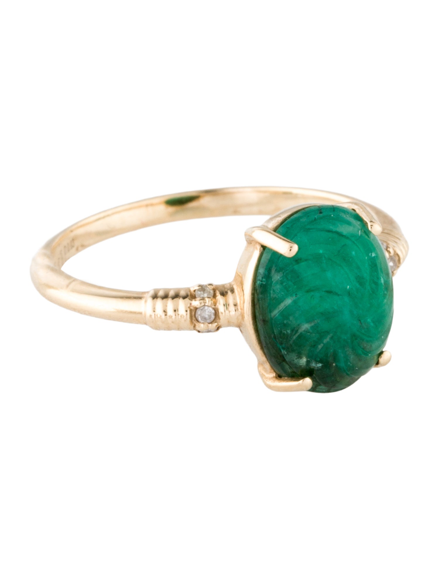 Ring 14K Emerald & Diamond Cocktail Ring