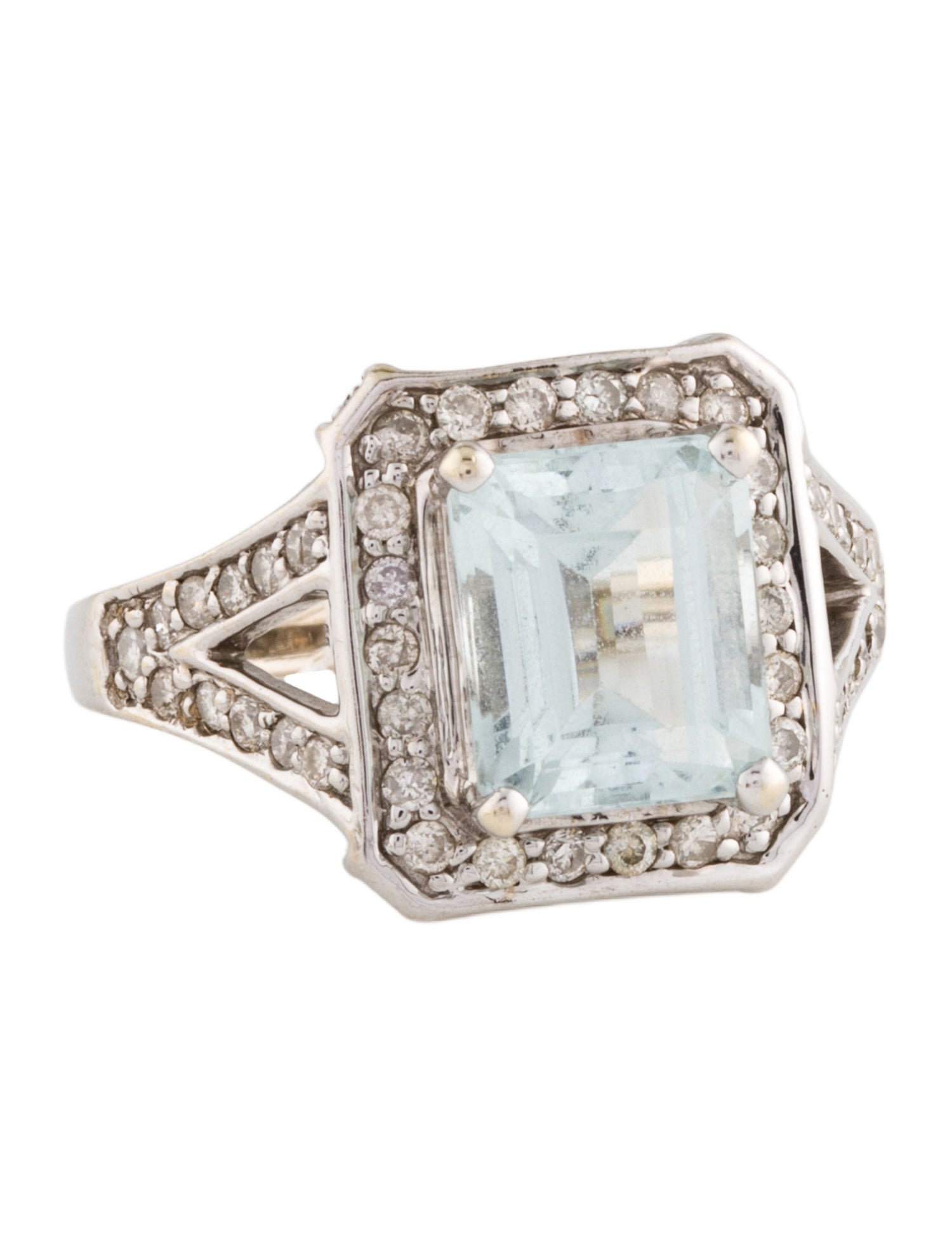 Ring 14K 2.42ct Aquamarine & Diamond Cocktail