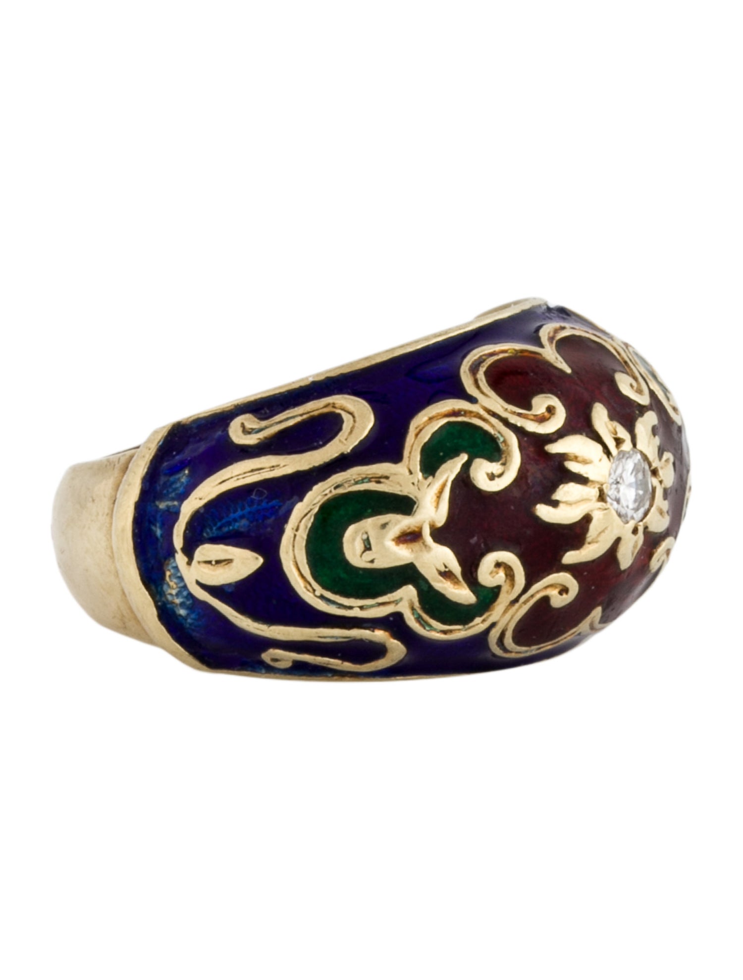 Ring 14K Diamond French Enamel Ring