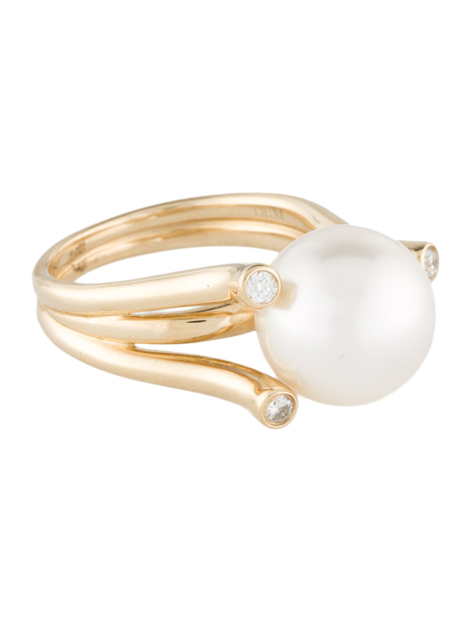 Ring 14K Pearl & Diamond Cocktail