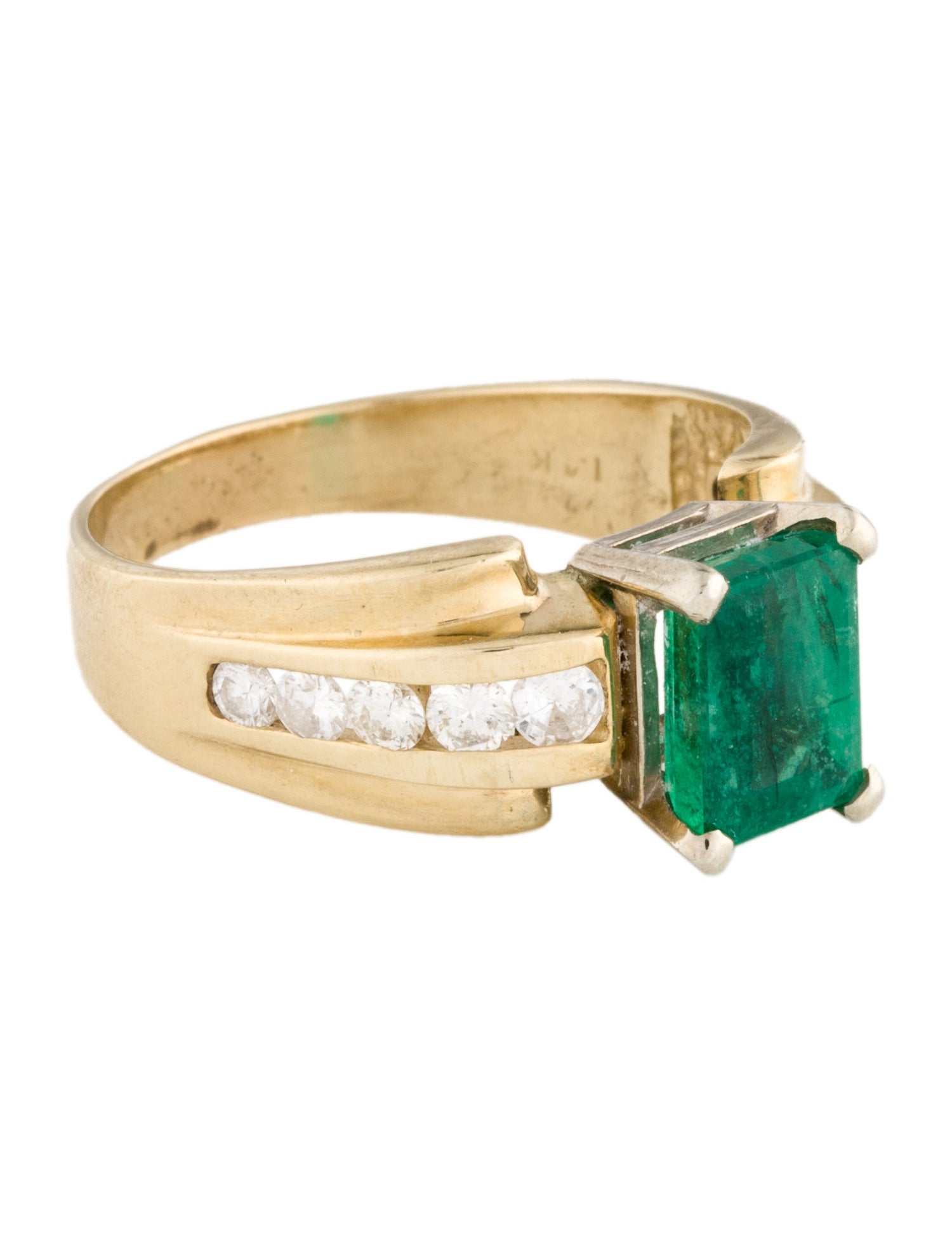 Ring 14K 1.51ct Emerald & Diamond Cocktail