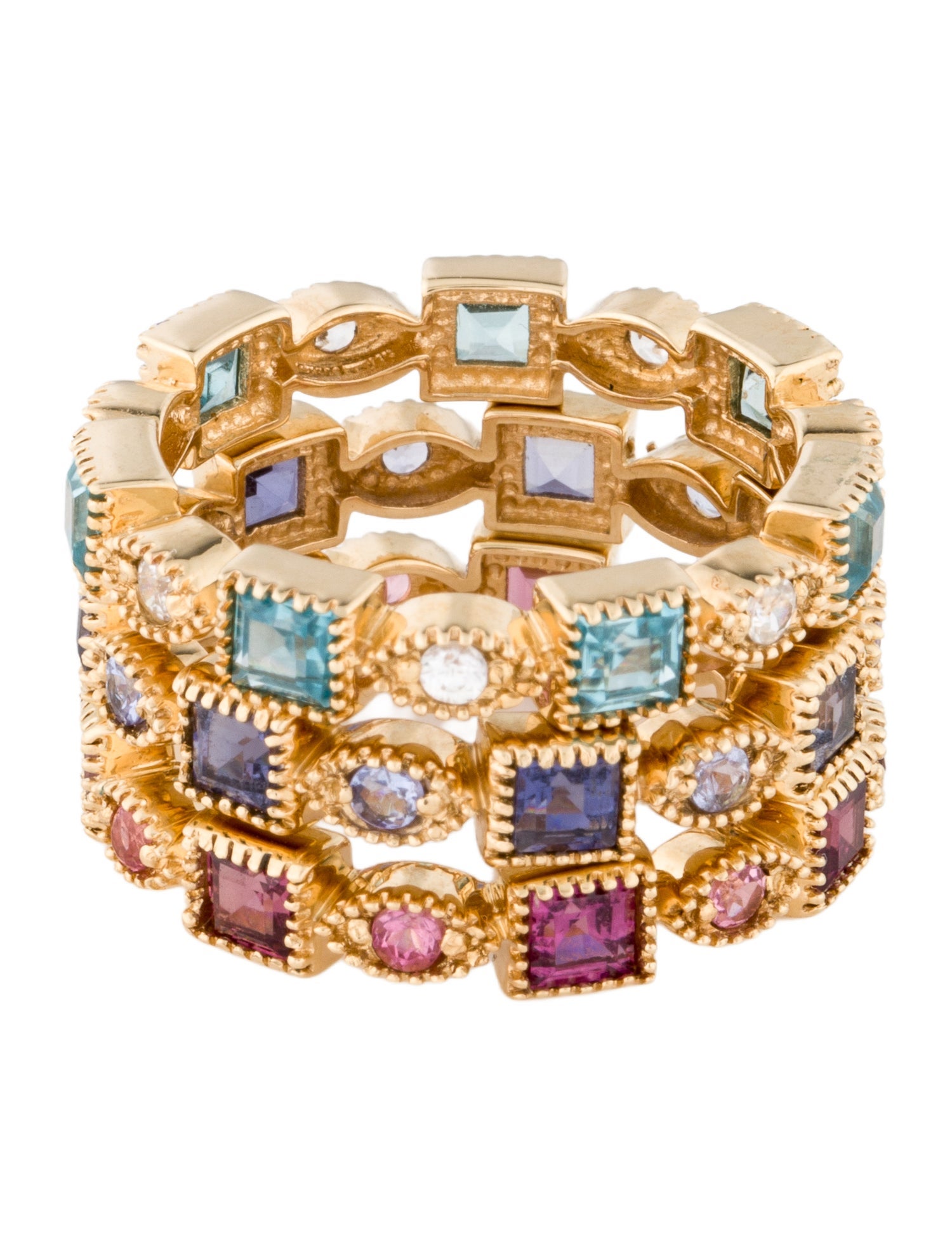 Ring 14K Multistone Eternity Band Set