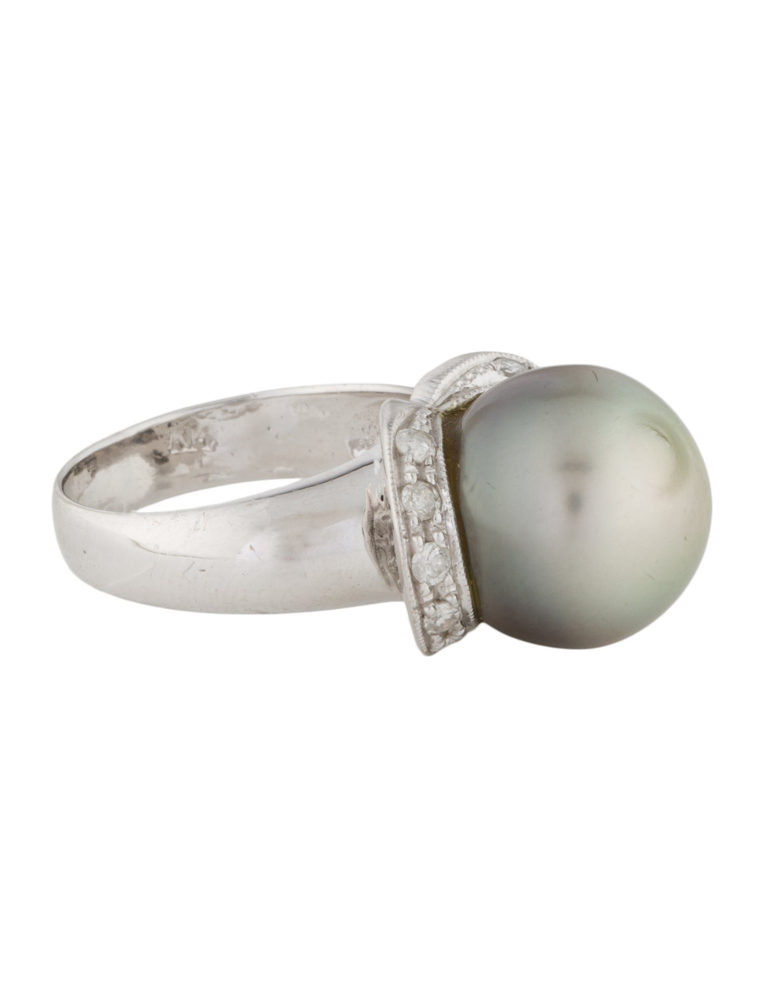 Ring 14K Pearl & Diamond Cocktail Ring