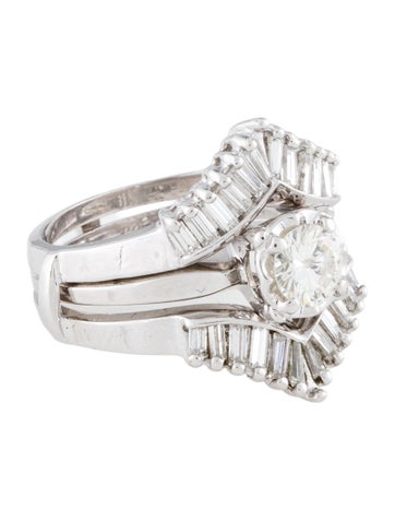 Ring Engagement 14K Diamond Solitaire w/Wedding Band Enhancer 6.25