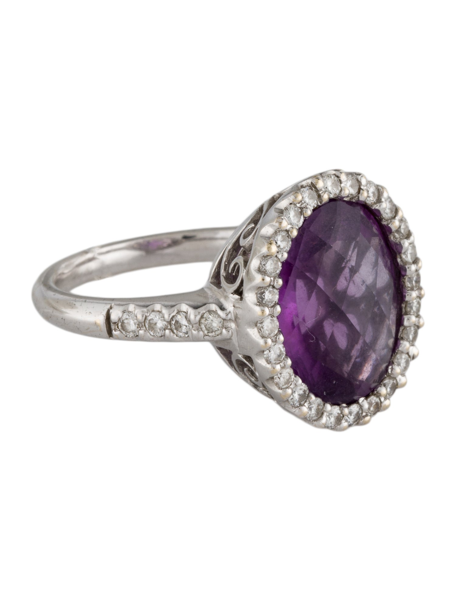 Ring 18K Amethyst & Diamond Cocktail Ring