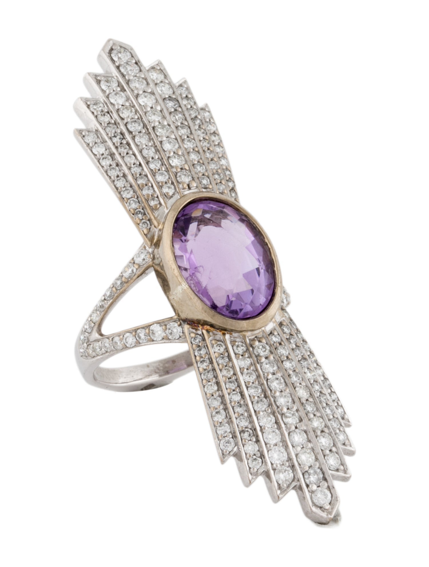 Ring 18K Diamond & Amethyst Cocktail Ring