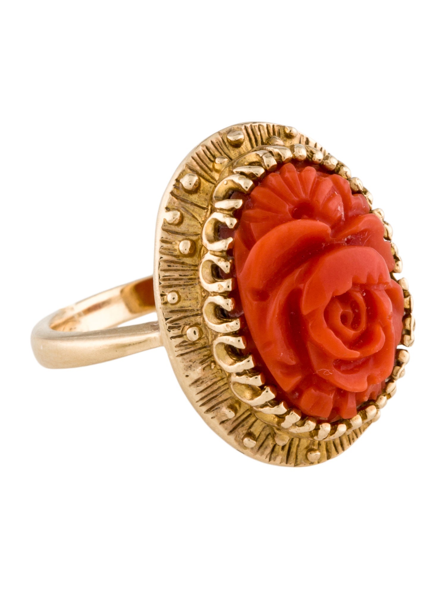 Ring 10K Coral Cocktail Ring