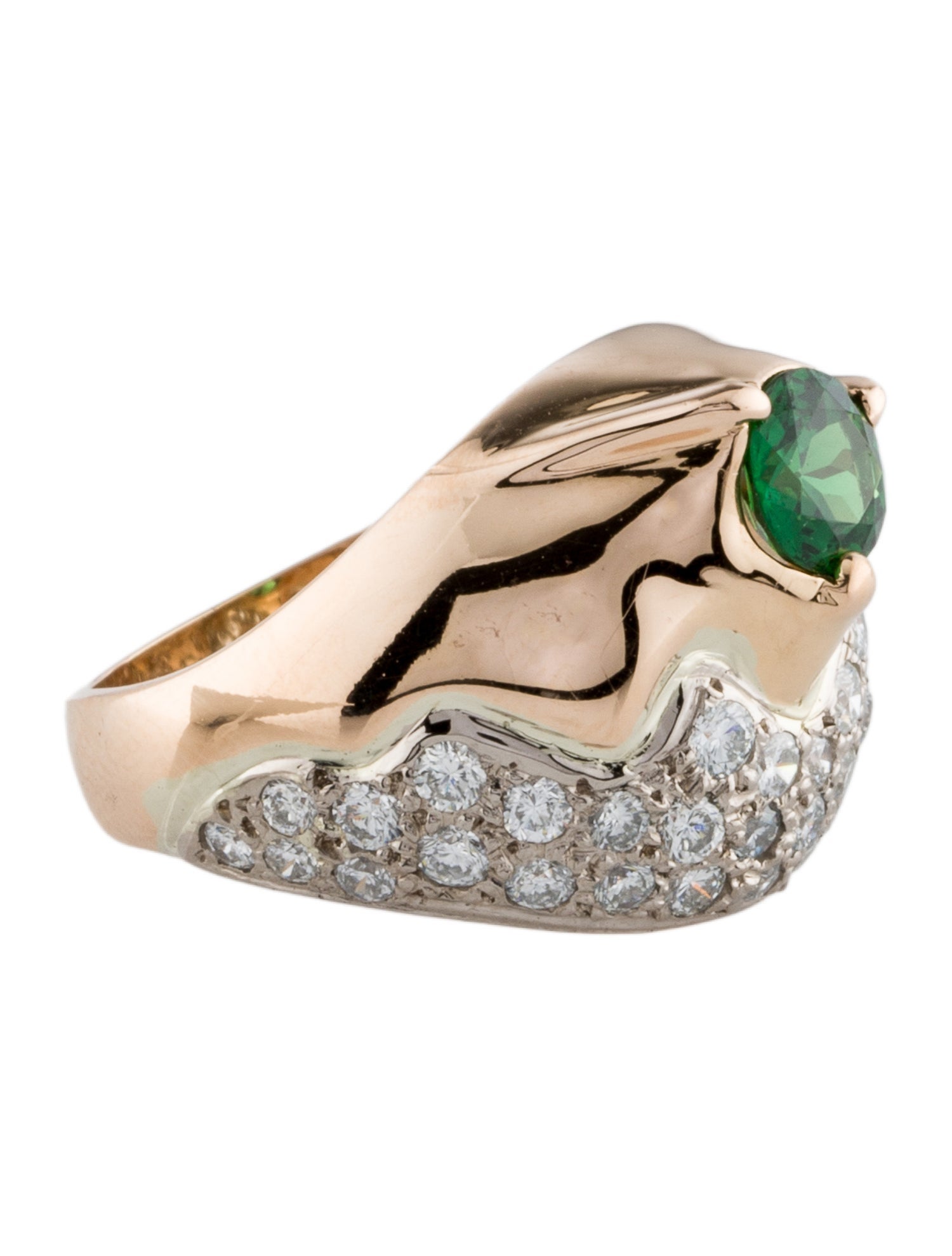 Ring 18K 1.00ctw Diamond & Tsavorite Garnet Cocktail