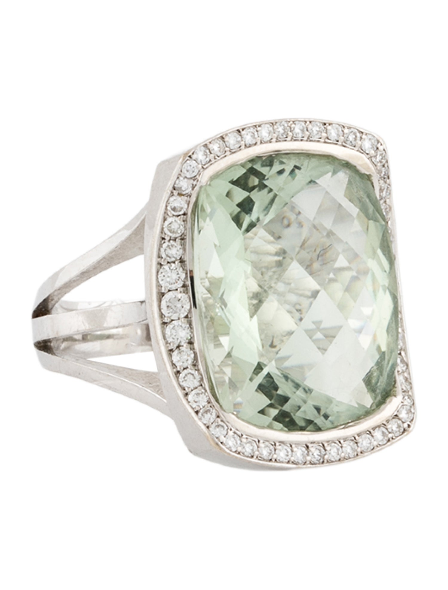 Ring 18K Prasiolite & Diamond Cocktail Ring
