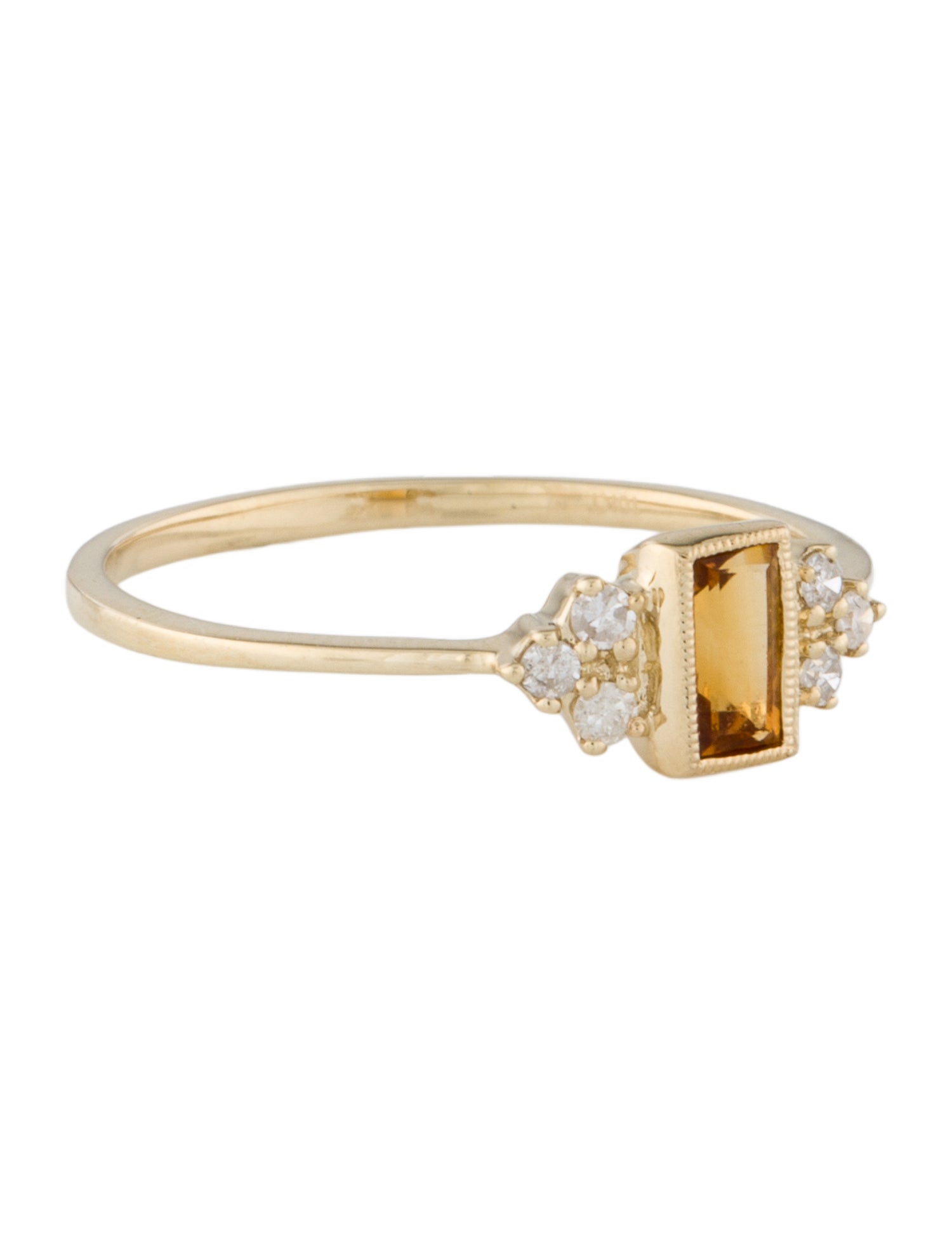 Ring 10K Citrine & Diamond Cocktail Ring