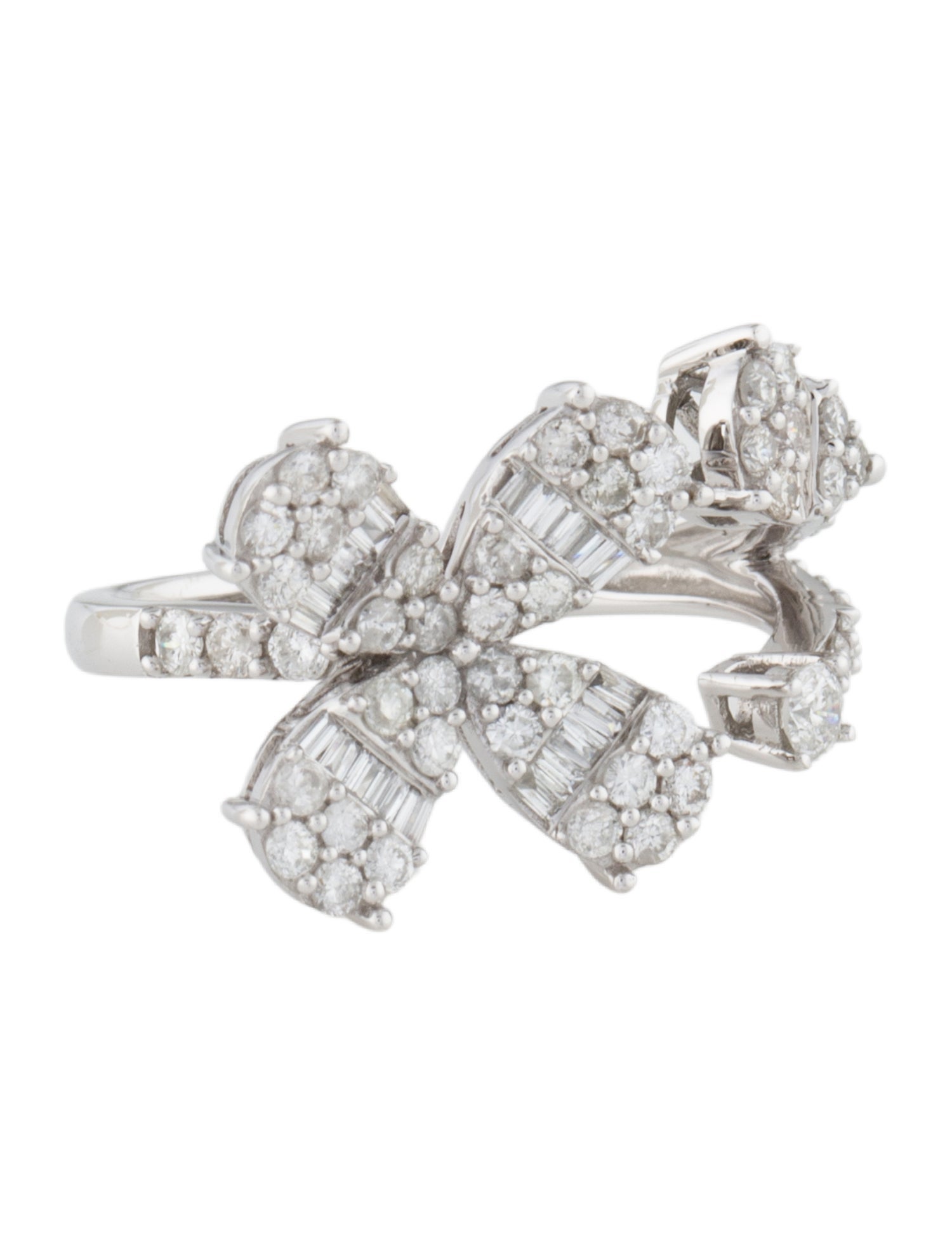 Ring 14K Diamond Clover Bypass Ring