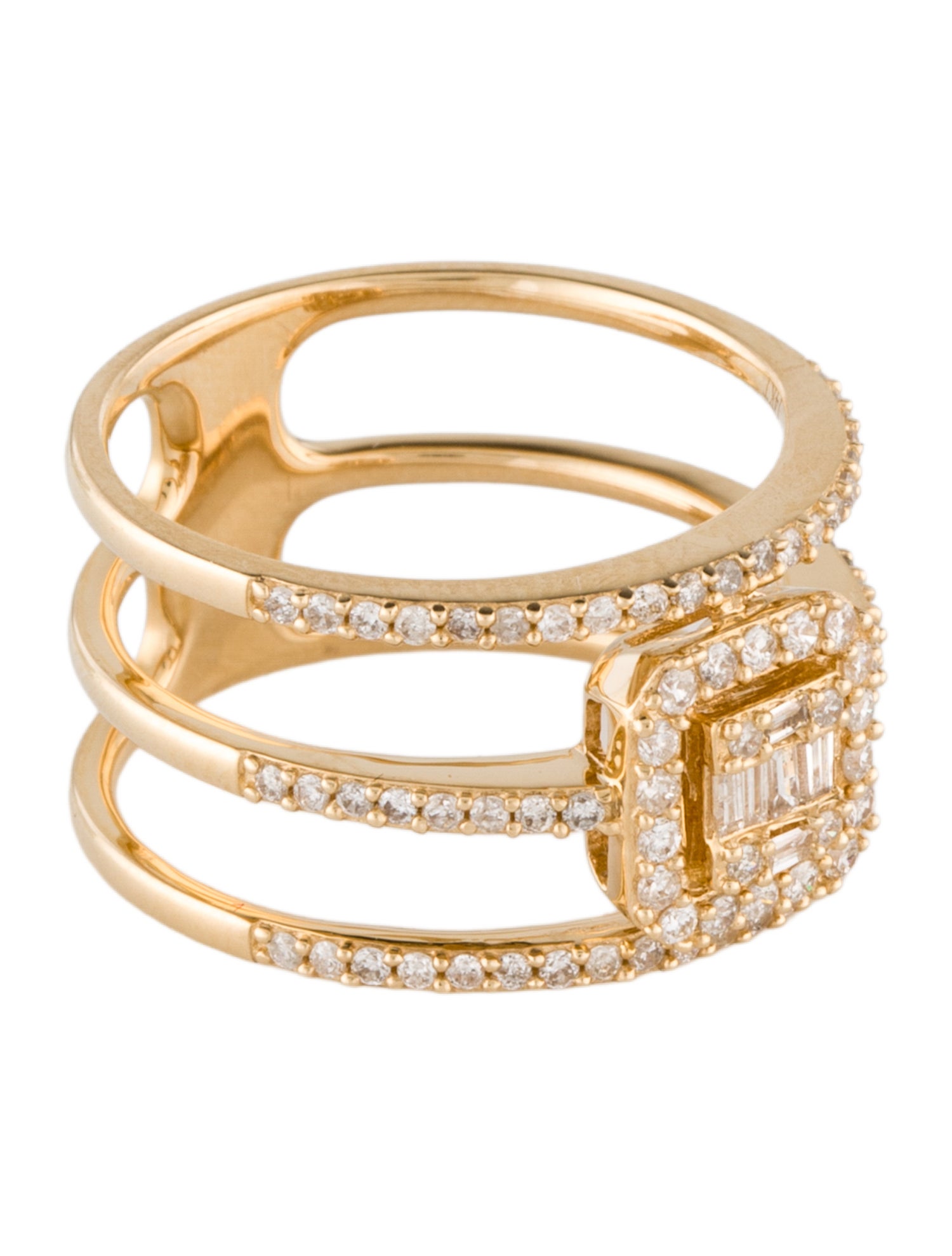 Ring 14K Diamond Triple Band Cocktail Ring