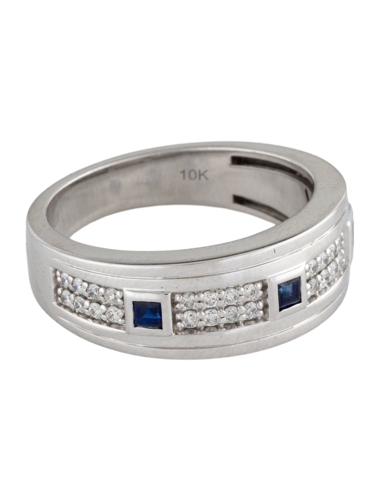 Ring 10K Diamond & Sapphire Band