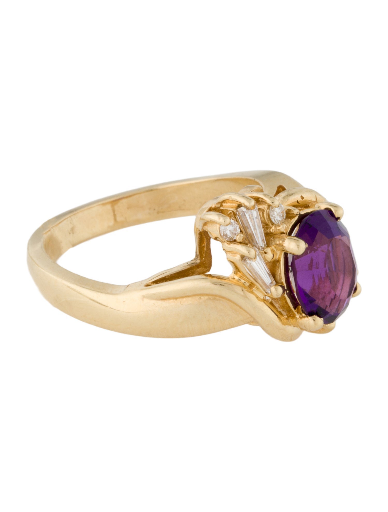 Ring 14K 1.75ct Amethyst & Diamond Cocktail Ring