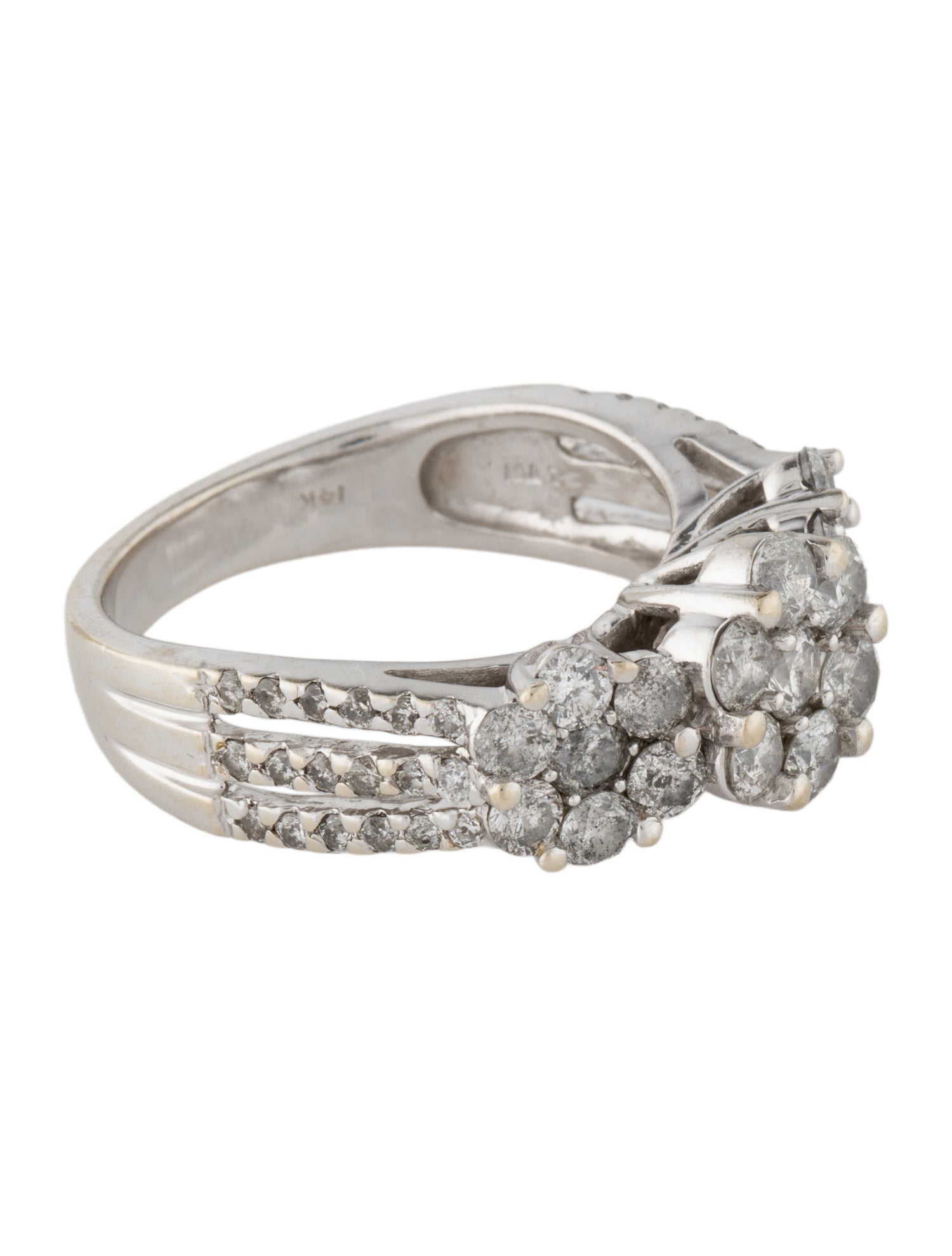 Ring 14K 2.14ct Diamond 3-Flower Band