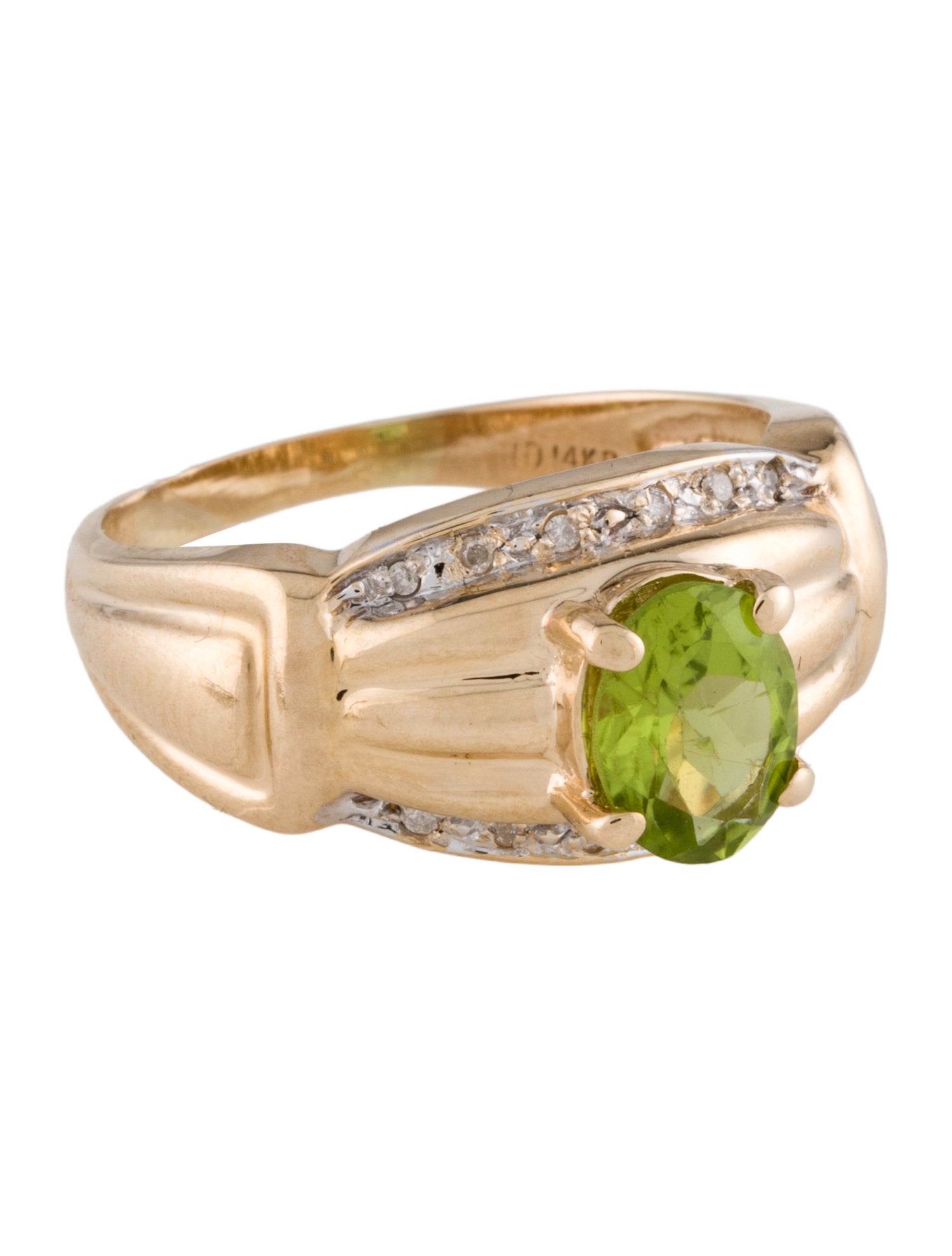 Ring 14K 5.55cts Peridot & Diamond Cocktail Ring