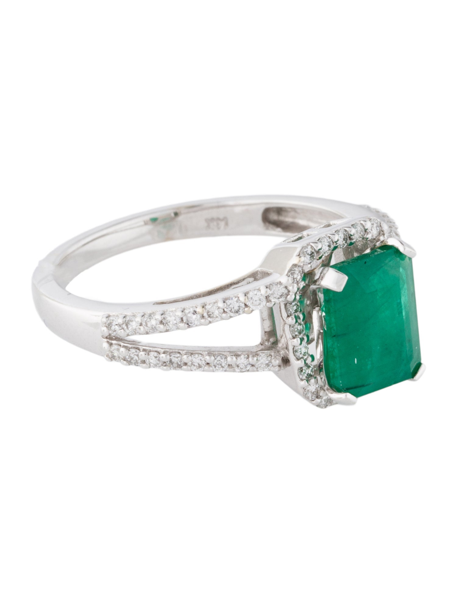 Ring 14K Emerald & Diamond Cocktail Ring