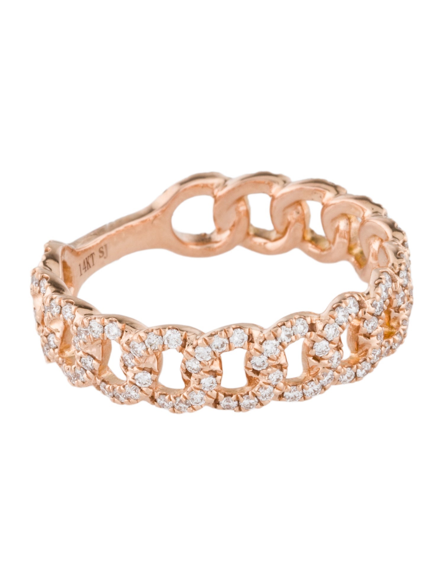 Ring 14K Diamond Curb Chain Band