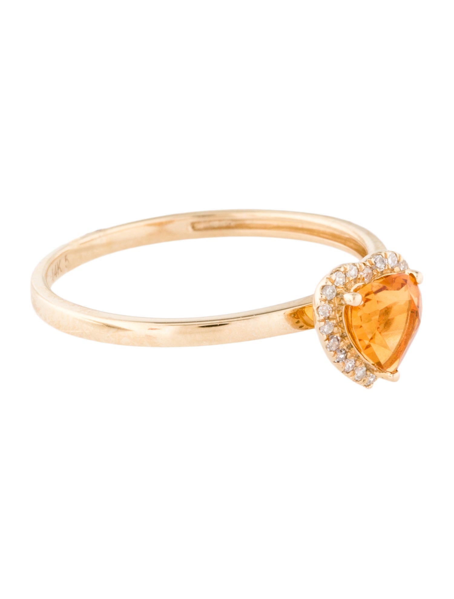 Ring 14K Citrine & Diamond Heart Cocktail Ring
