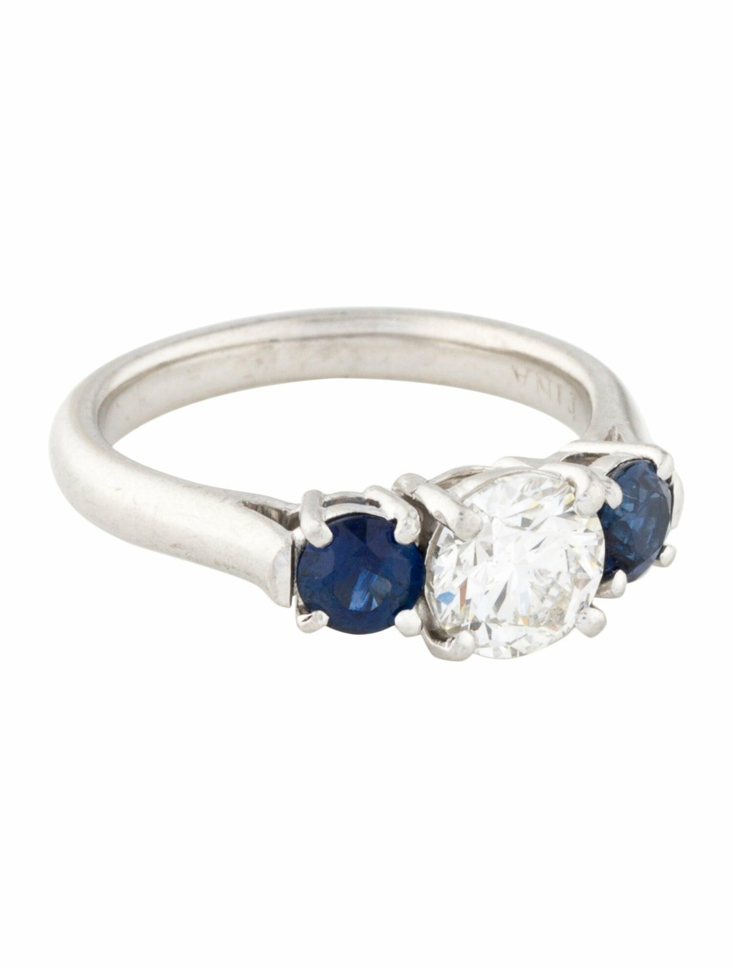 Ring Platinum Diamond & Sapphire Three Stone Engagement